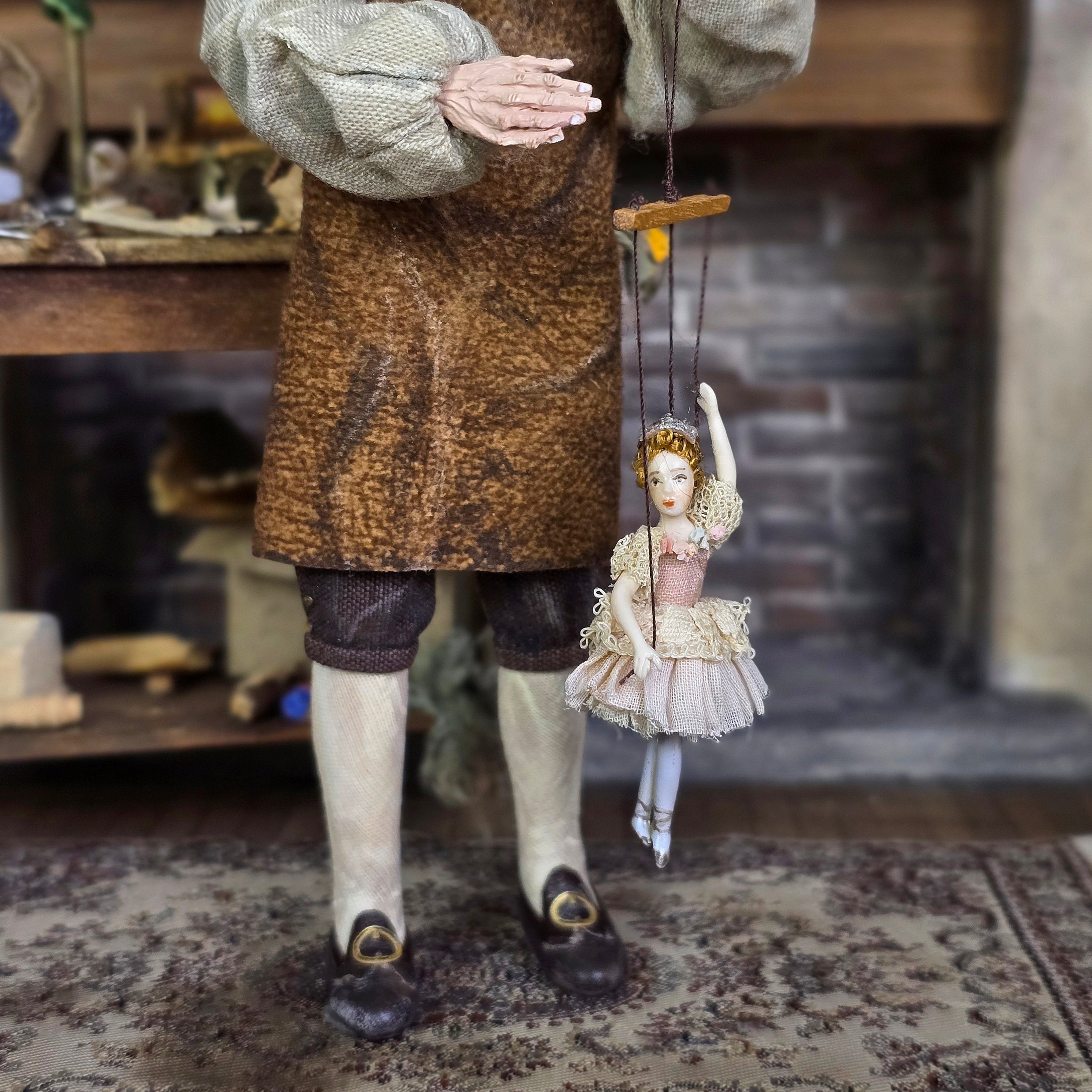 Elegant Old World Ballerina Marionette Puppet by Almudena Gonzalez