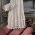 Load image into Gallery viewer, Cream Silk Infant's Christening Gown & Bonnet Set on Hanger for Display
