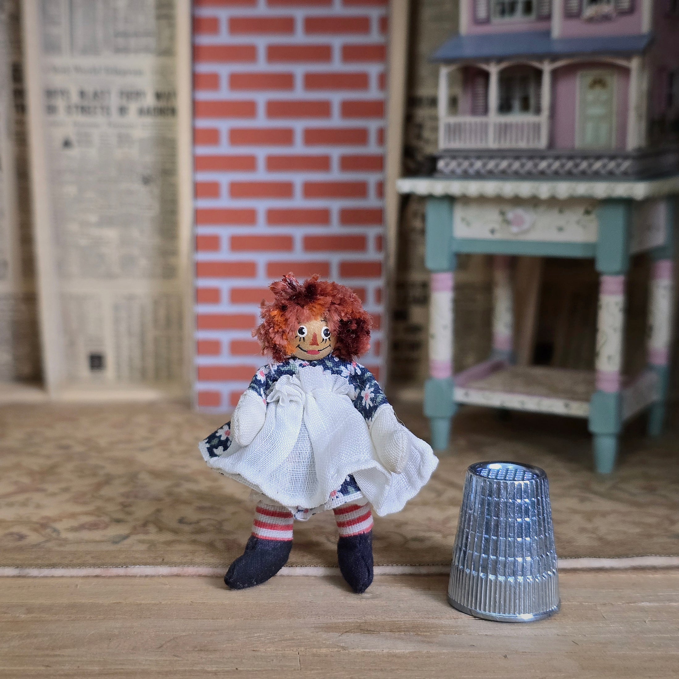 Handcrafted Raggedy Ann Rag Doll Toy for Dollhouse Doll Child
