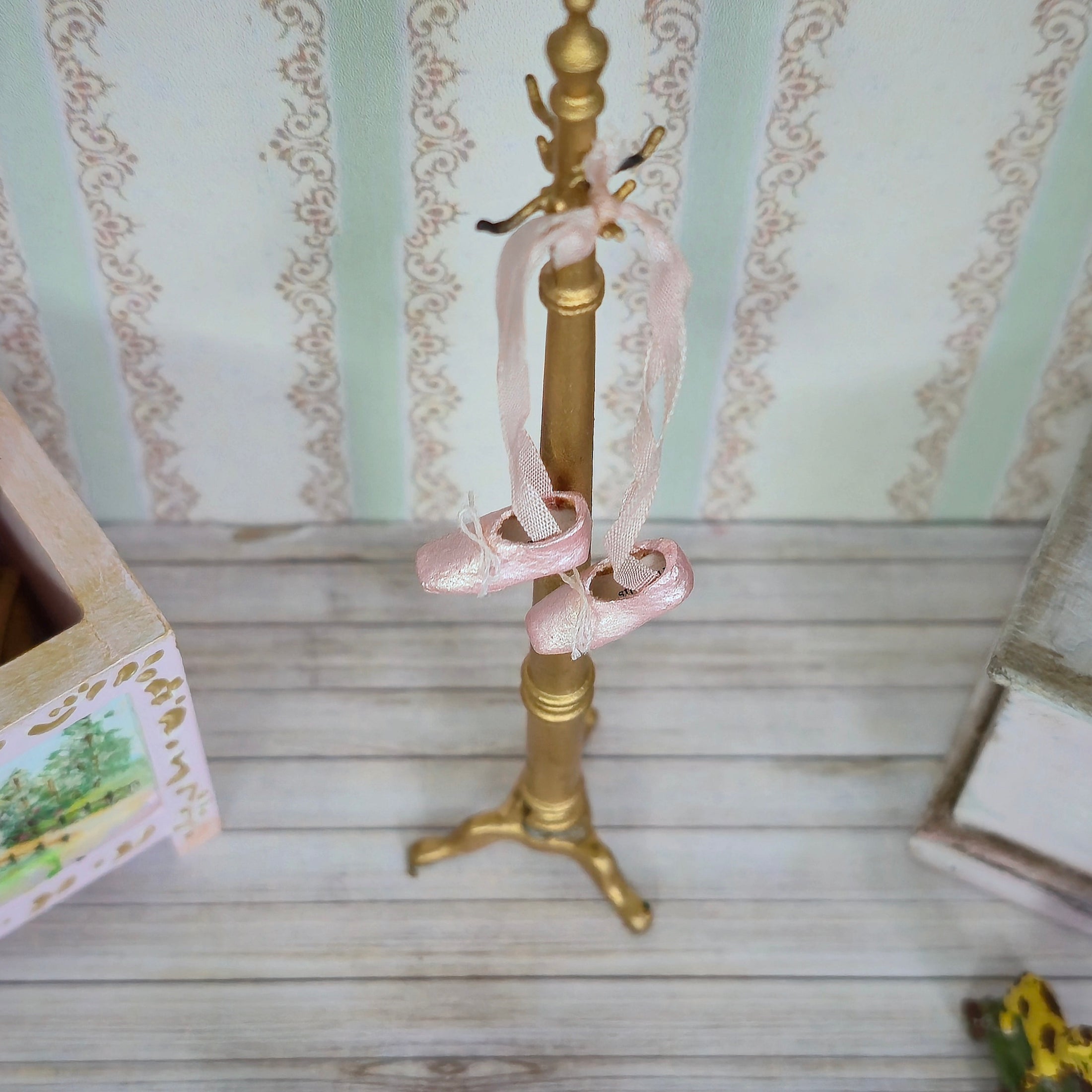 The Doll's Cobbler Pink Ballet Pointe Shoes for Hanging Display