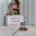 Load image into Gallery viewer, Valerie Casson Dapple Gray Horse Pull Toy Hand Painted Metal
