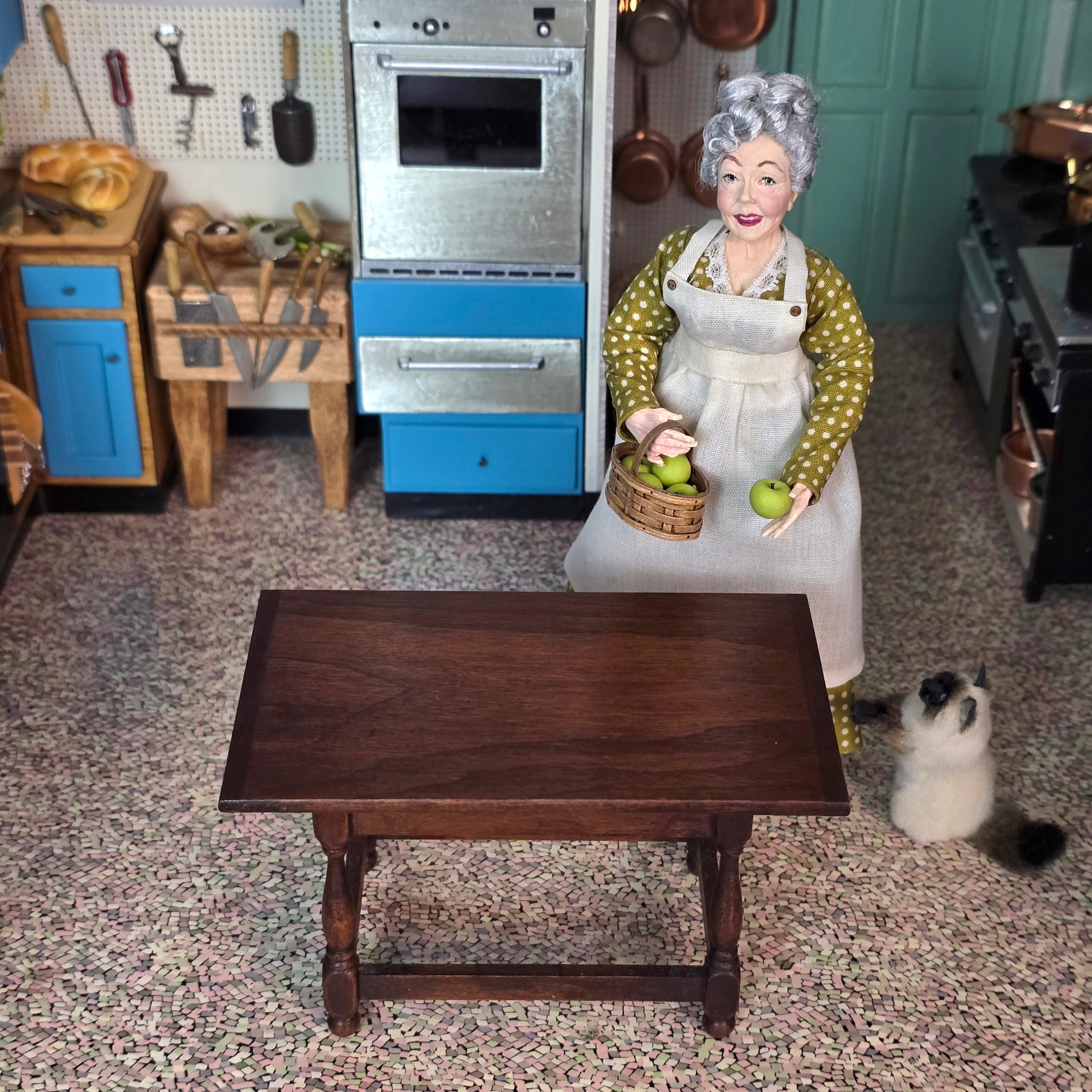 Hand Carved Artist Signed 17th Century Style Tavern or Farmhouse Table