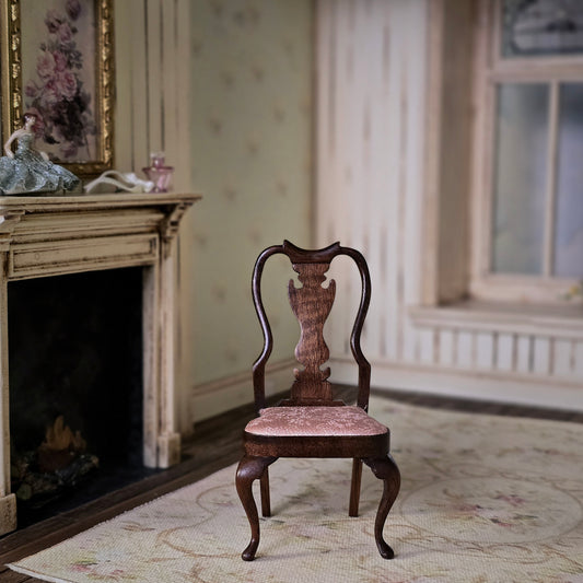 David Booth Queen Anne Pink Silk Upholstered Side Chair