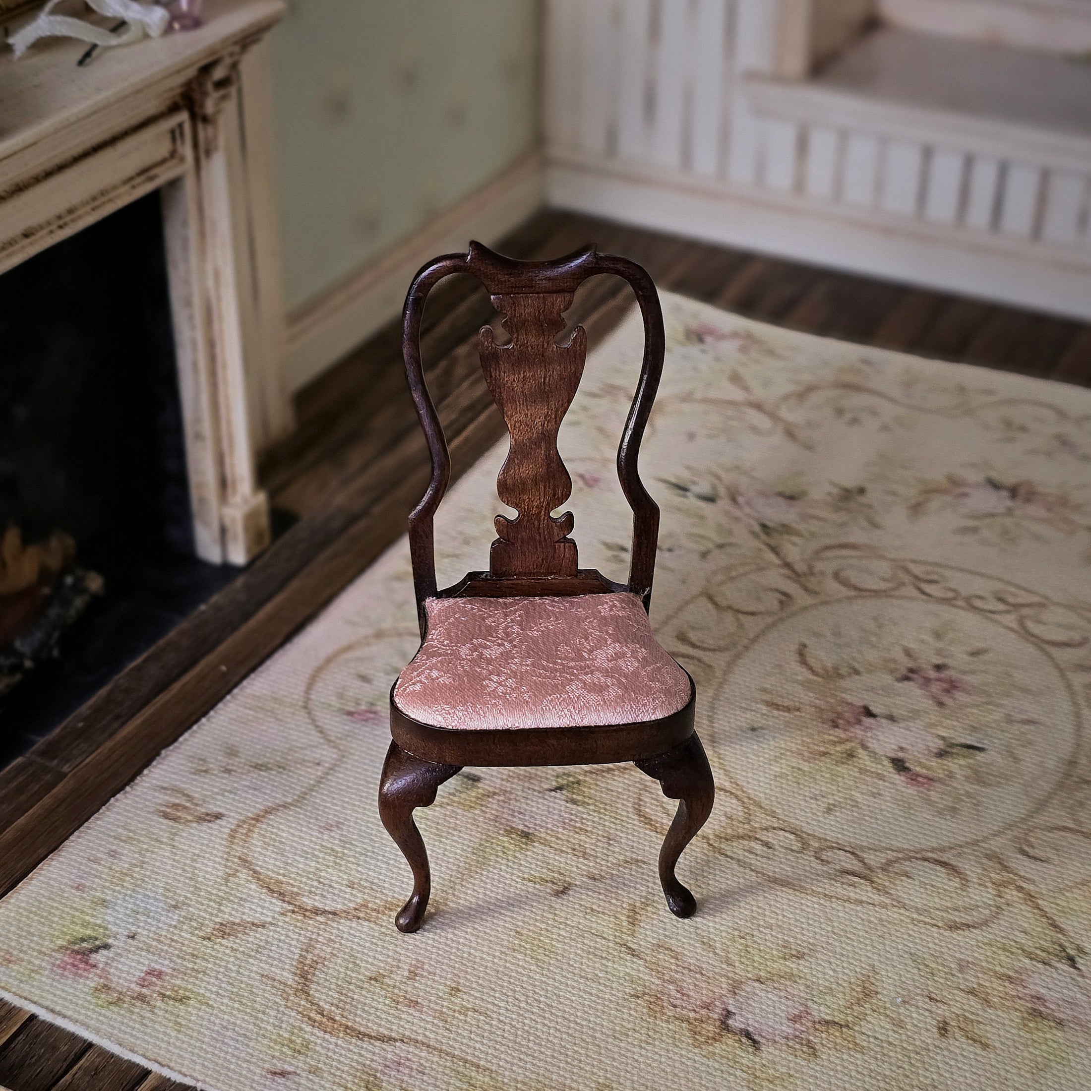 David Booth Queen Anne Pink Silk Upholstered Side Chair
