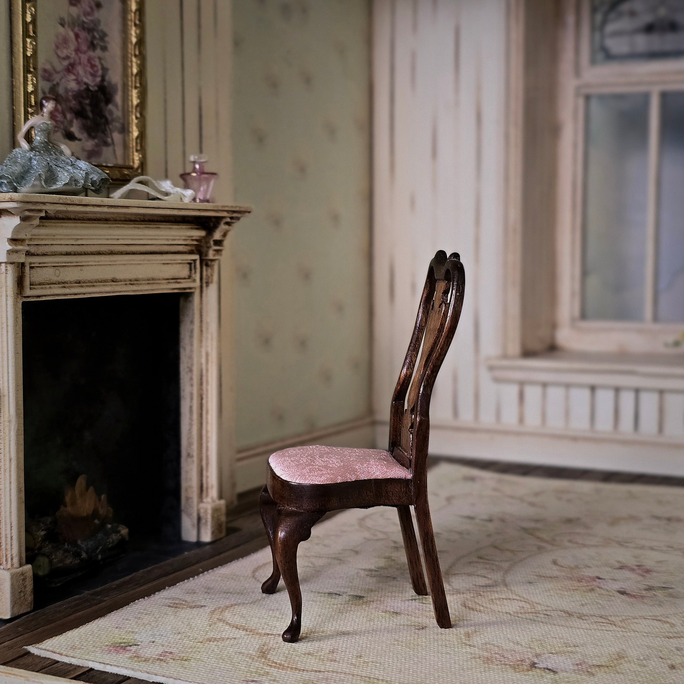 David Booth Queen Anne Pink Silk Upholstered Side Chair