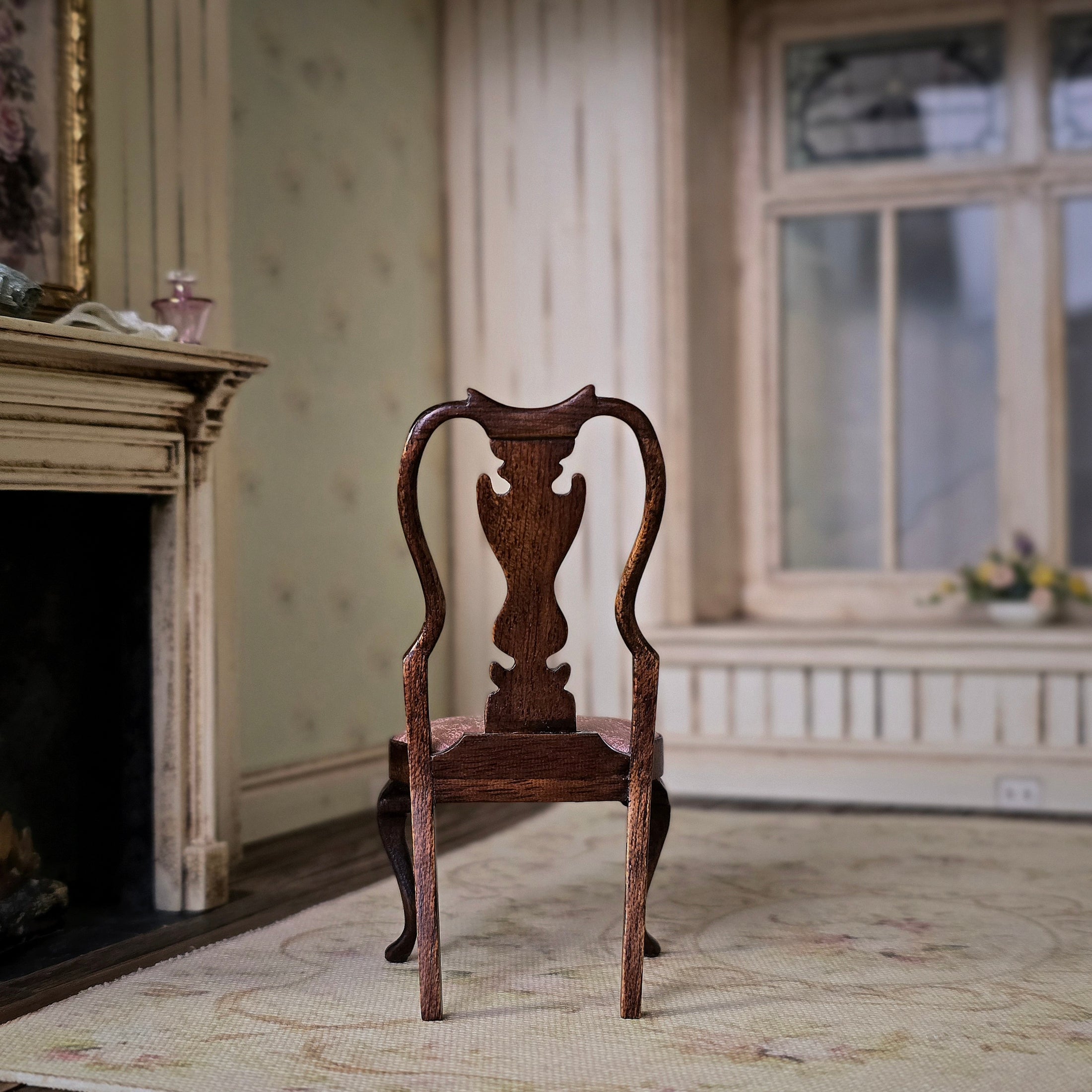 David Booth Queen Anne Pink Silk Upholstered Side Chair