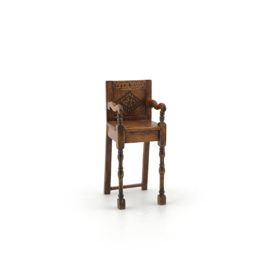 Spanish Artisan Jacobean Wainscot 17th Century Style High Chair