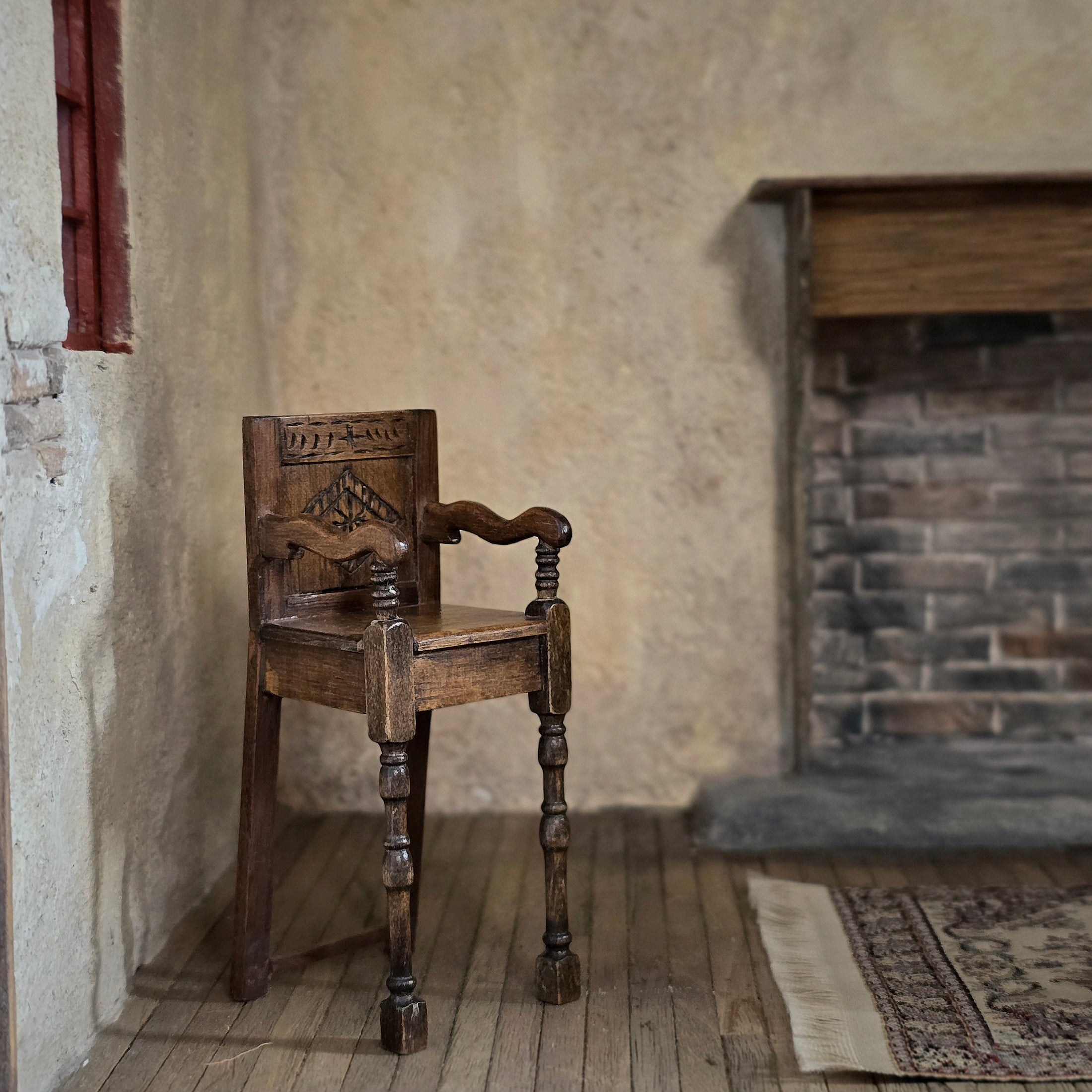 Spanish Artisan Jacobean Wainscot 17th Century Style High Chair
