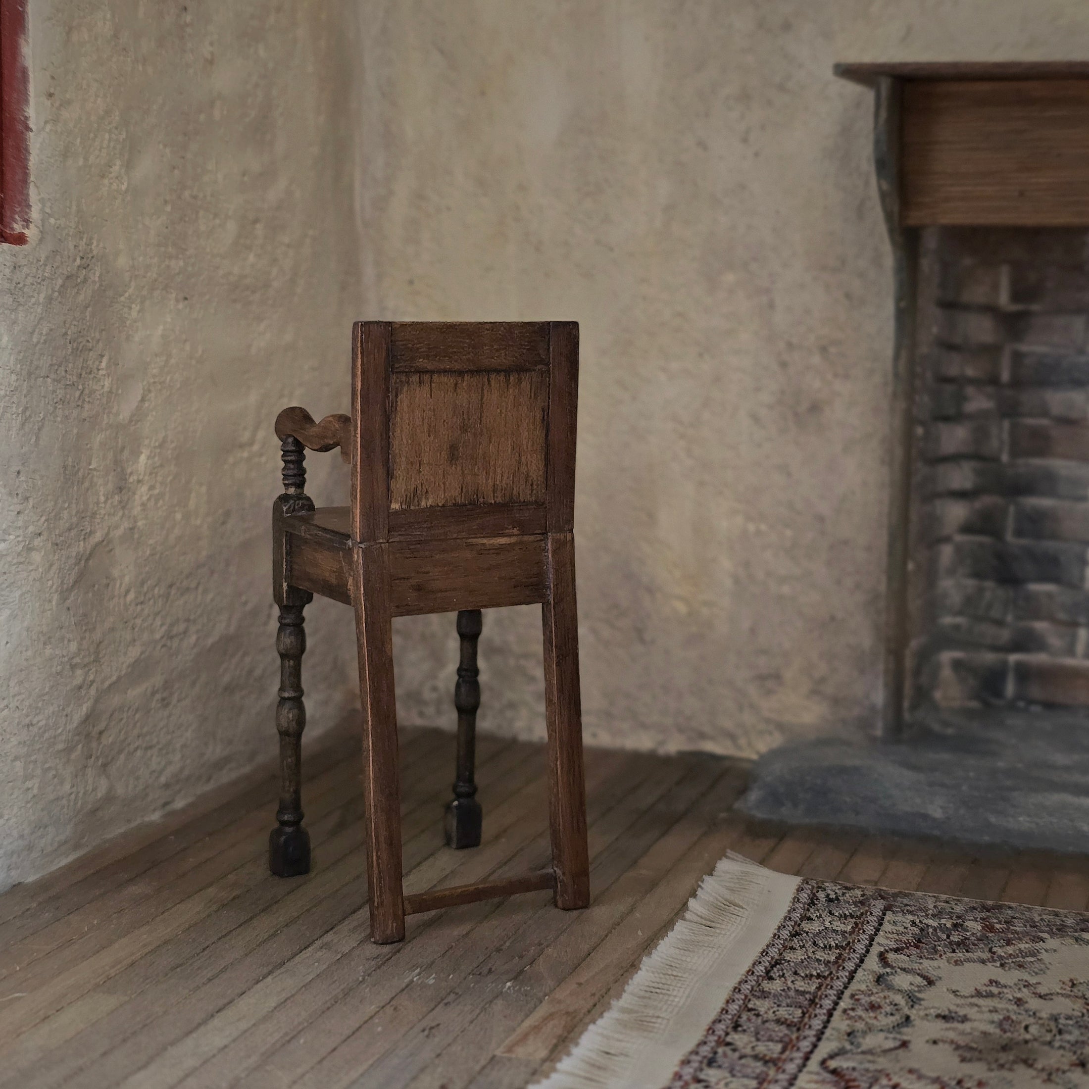 Spanish Artisan Jacobean Wainscot 17th Century Style High Chair