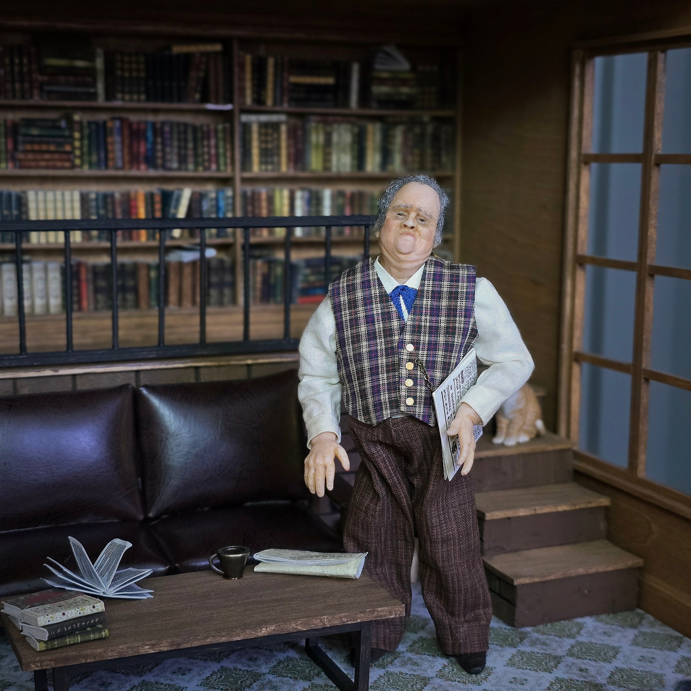 Sculpted Clay Cranky Elderly Gentleman Dollhouse Doll by Maria Jesus Chapparro