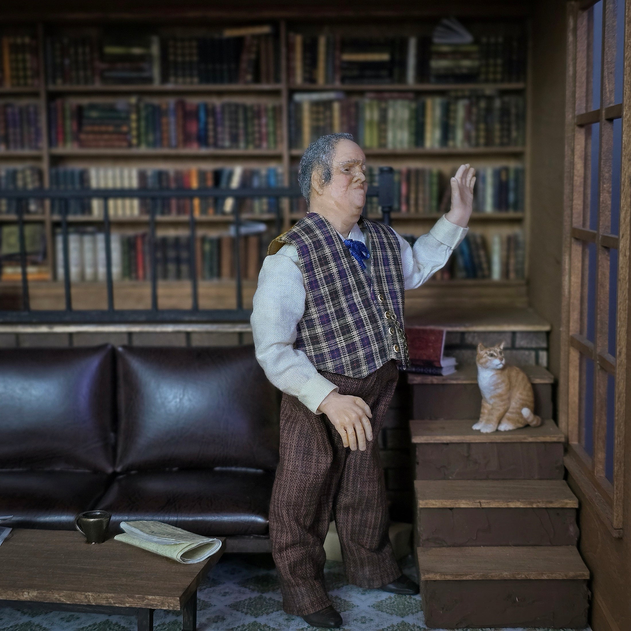 Sculpted Clay Cranky Elderly Gentleman Dollhouse Doll by Maria Jesus Chapparro