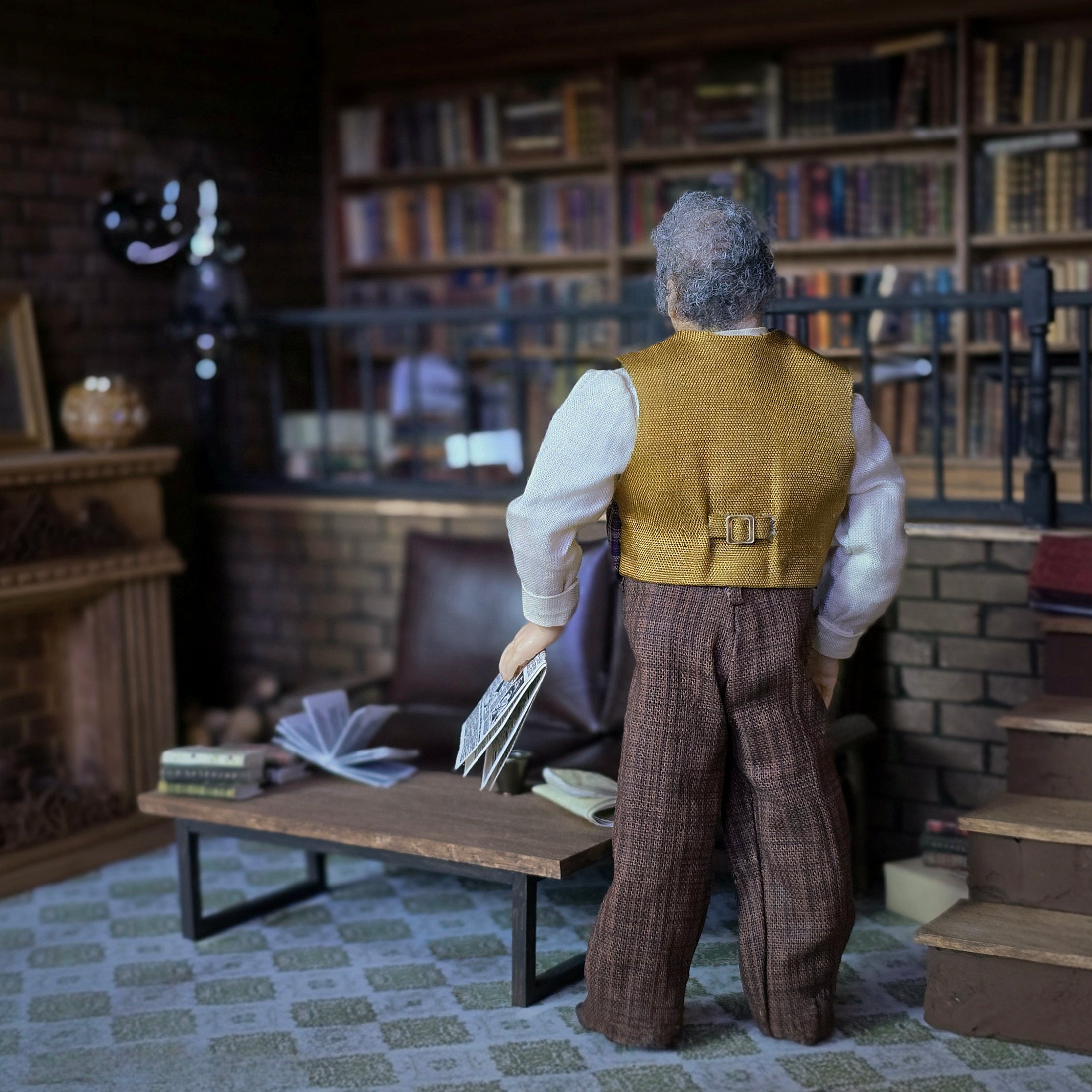 Sculpted Clay Cranky Elderly Gentleman Dollhouse Doll by Maria Jesus Chapparro