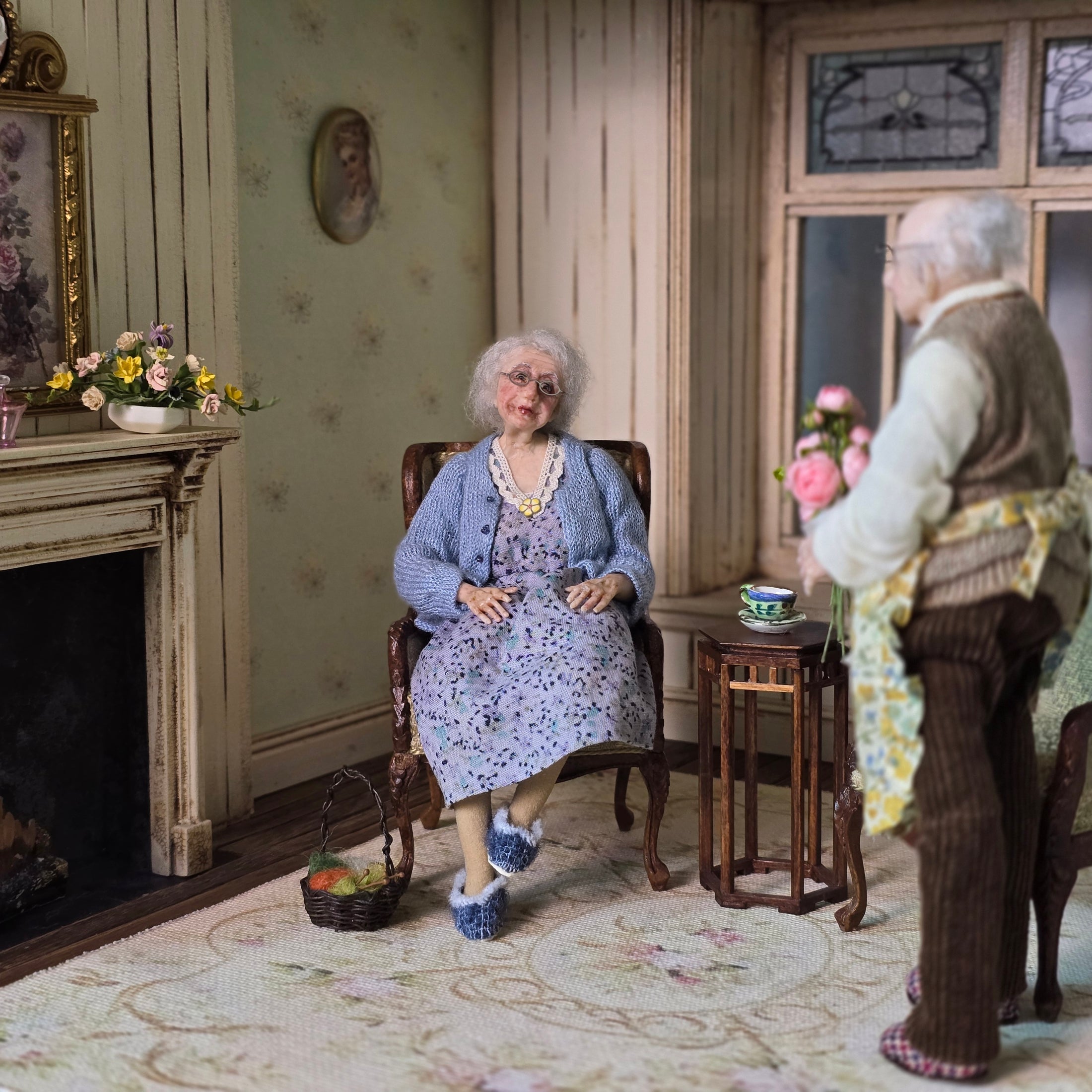 Sweet Granny Grandmother Dollhouse Doll by Jain Squires of The Giddy Kipper UK