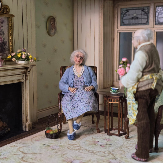 Sweet Granny Grandmother Dollhouse Doll by Jain Squires of The Giddy Kipper UK