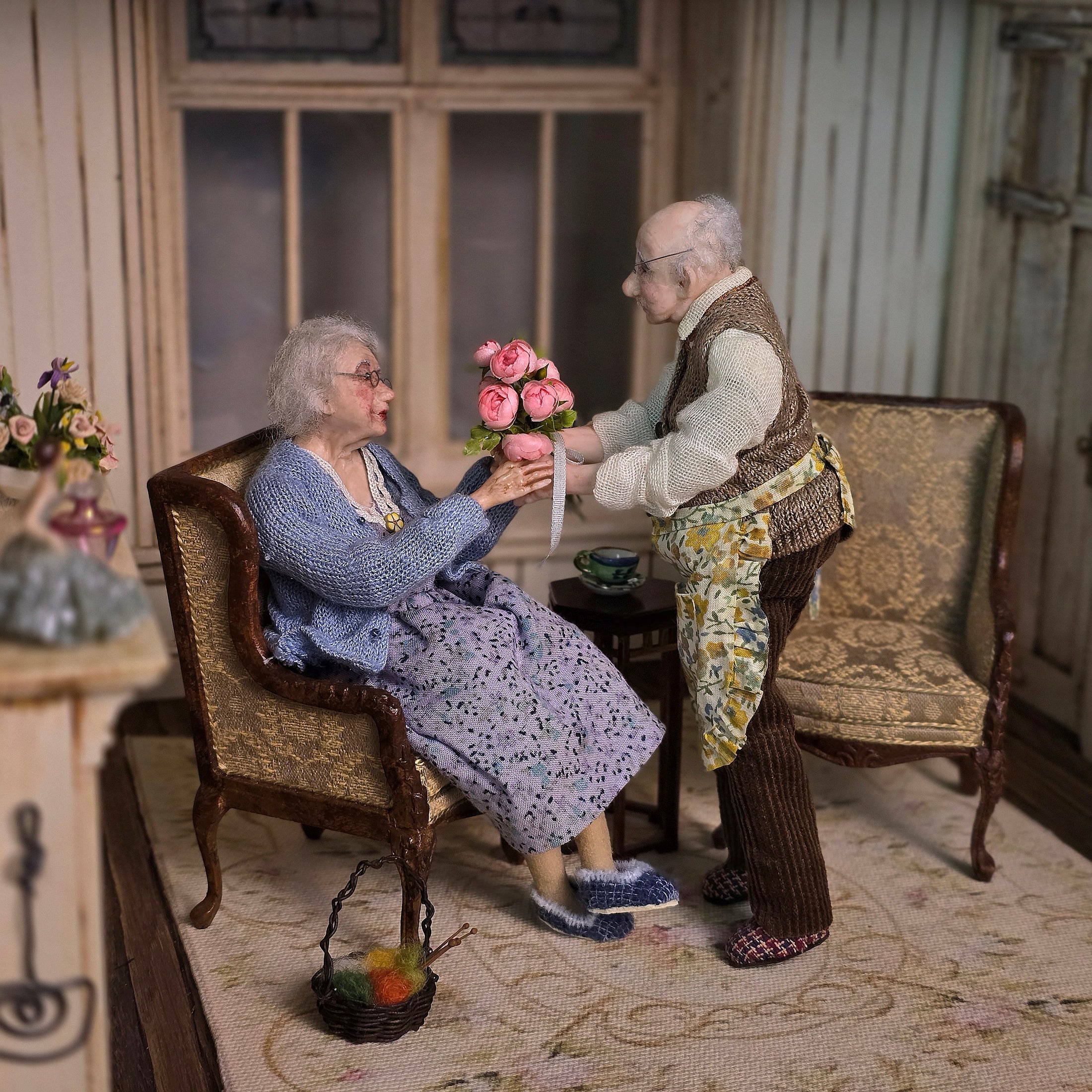 Sweet Granny Grandmother Dollhouse Doll by Jain Squires of The Giddy Kipper UK