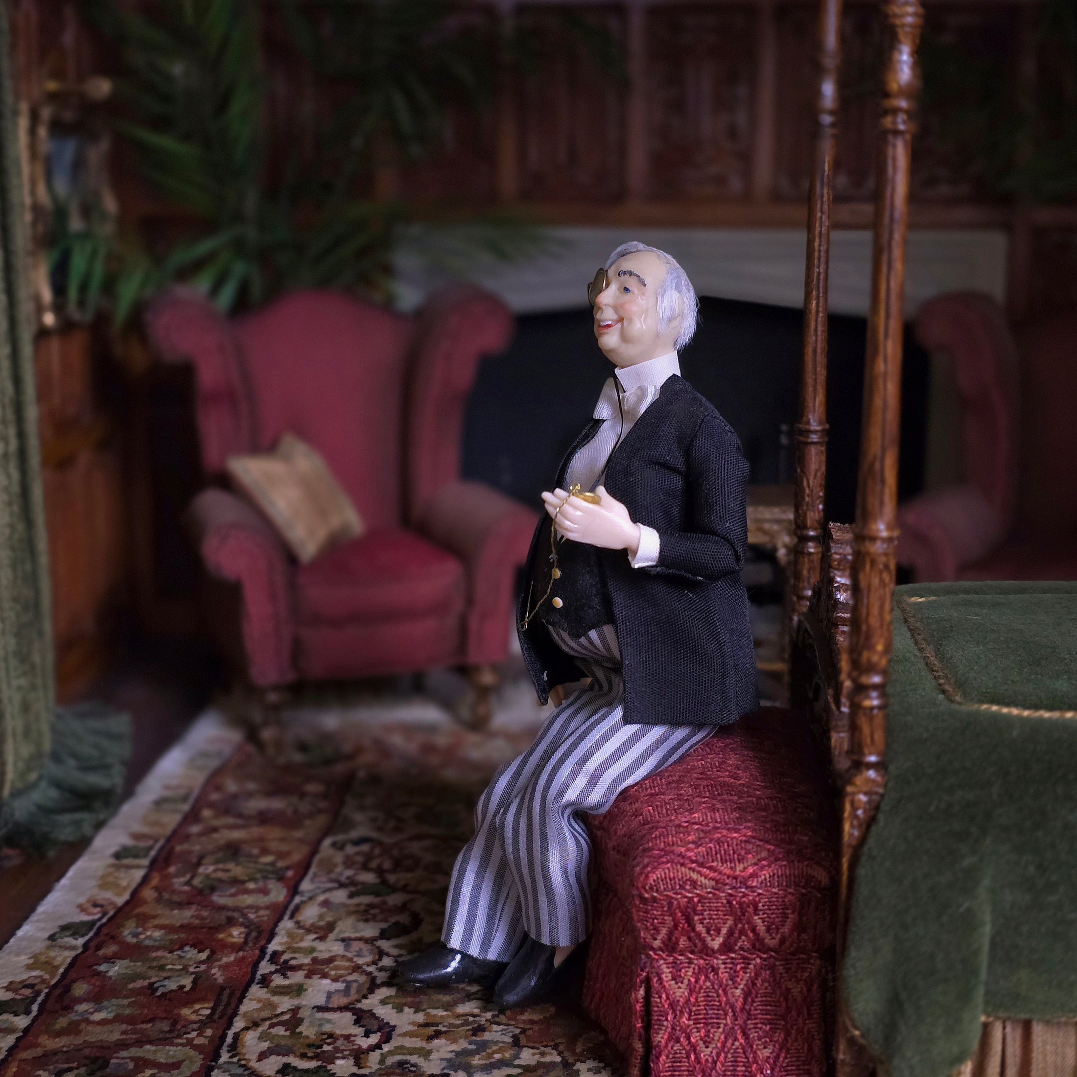 Edwardian Gentleman Dollhouse Doll with Monocle & Pocket Watch