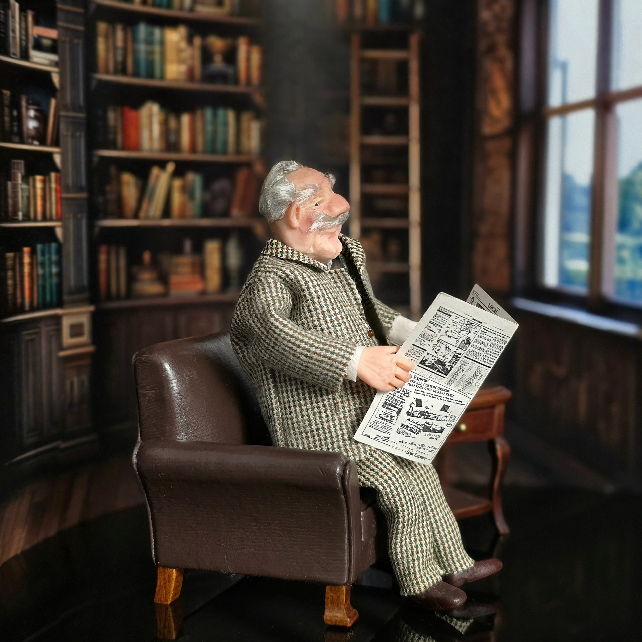Edwardian Elderly Gentleman Dollhouse Doll by Carol Bull "Bags of Character"