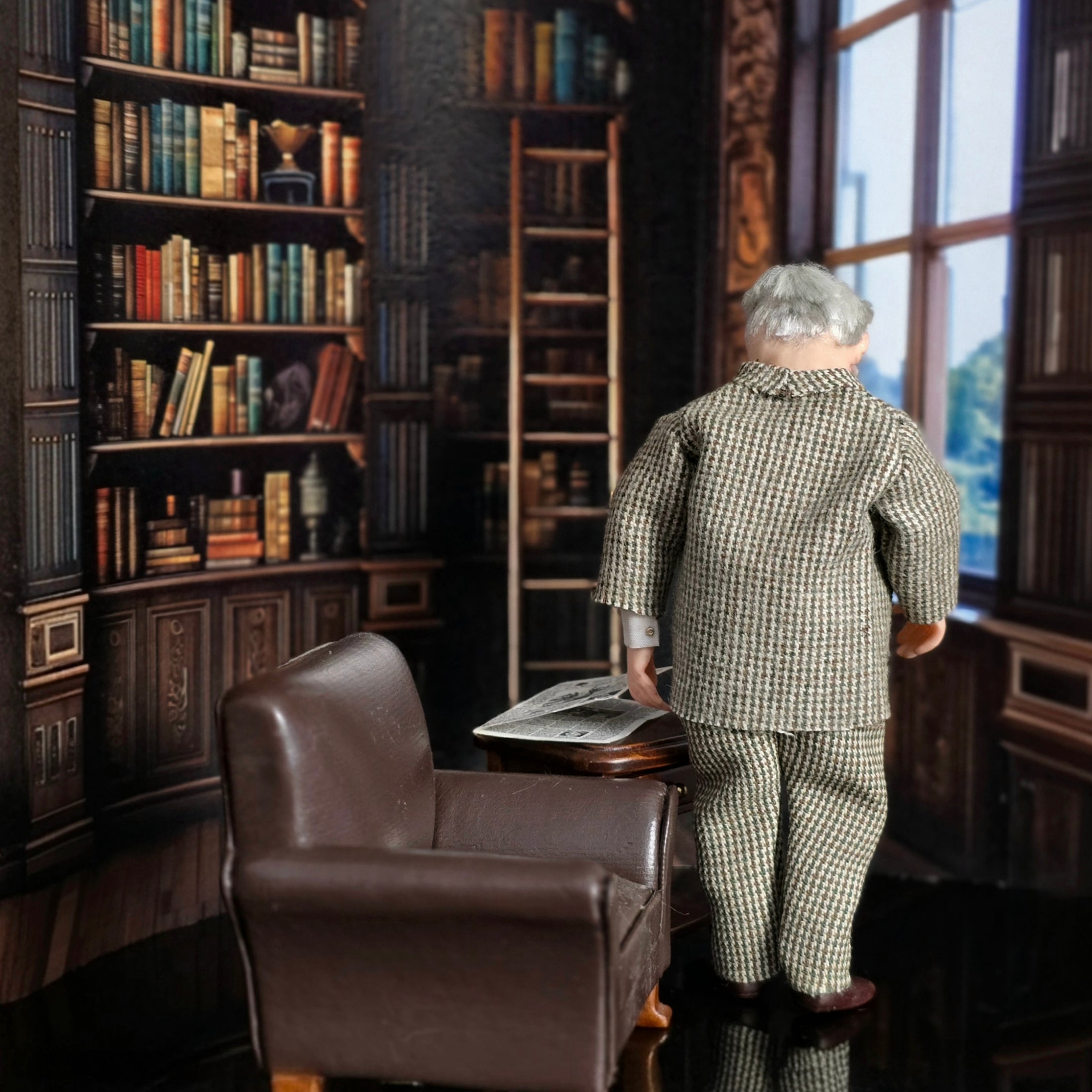 Edwardian Elderly Gentleman Dollhouse Doll by Carol Bull "Bags of Character"