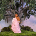 Load image into Gallery viewer, Lady in Pink Silk Gown with Rose Basket Dollhouse Doll by Marcia Backstrom
