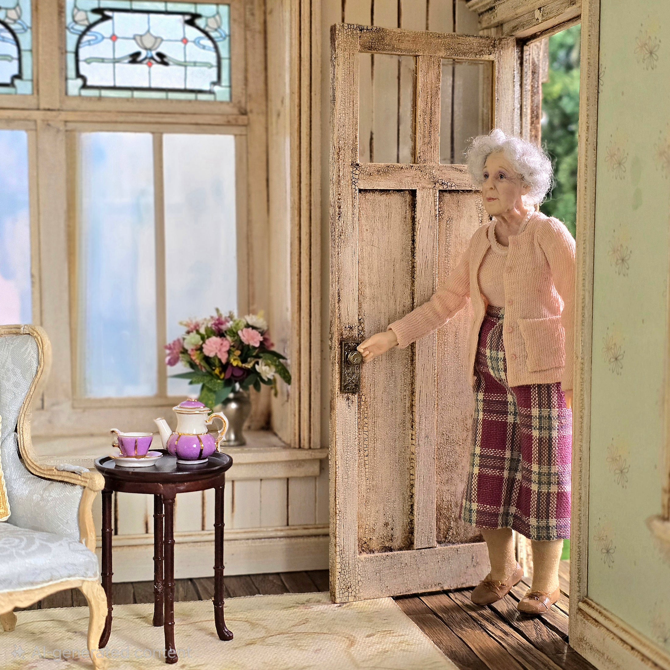 Julie Campbell Clay Elderly Grandmother Lady Dollhouse Doll by Julie Campbell