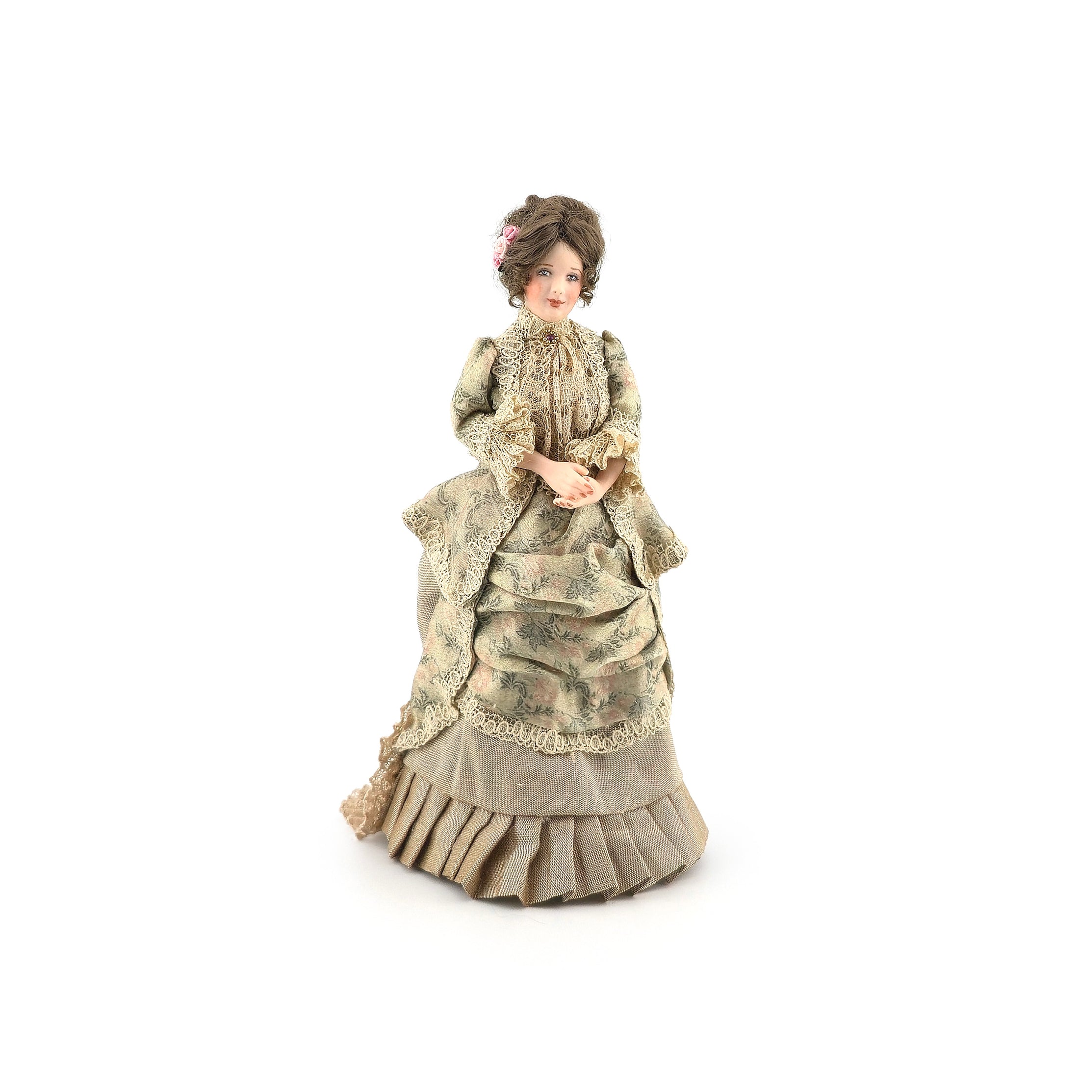 Loretta Kasza Victorian or Edwardian Lady Dollhouse Doll in Champagne Silk Gown