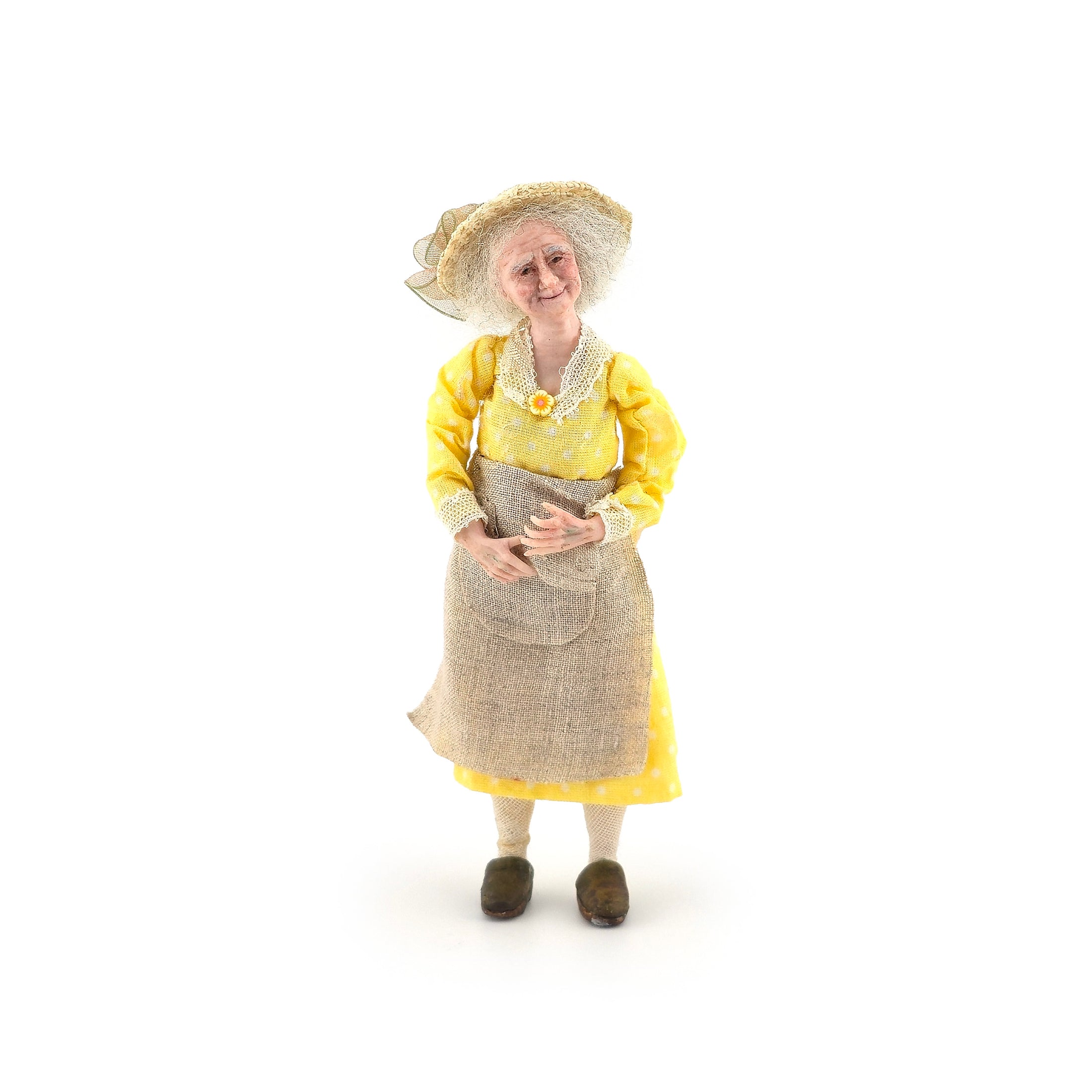 Cheerful Older Gardener by Jain Squires The Giddy Kipper UK Dollhouse Lady Doll
