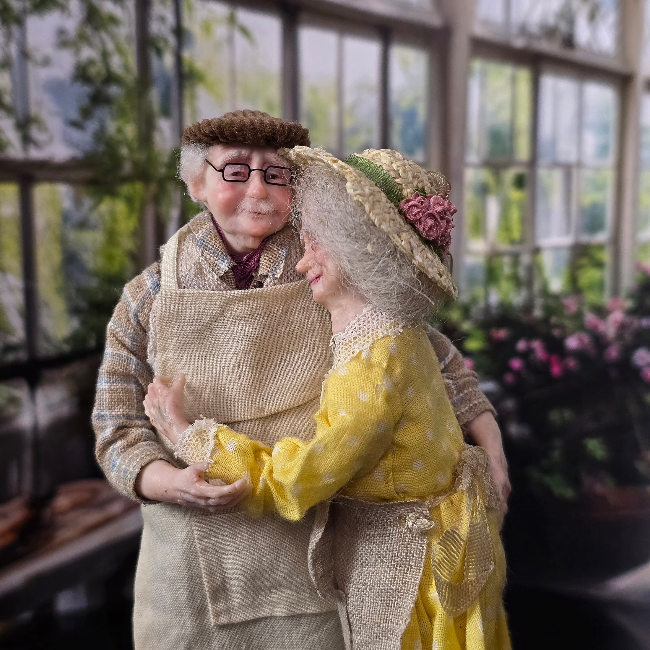Cheerful Older Gardener by Jain Squires The Giddy Kipper UK Dollhouse Lady Doll