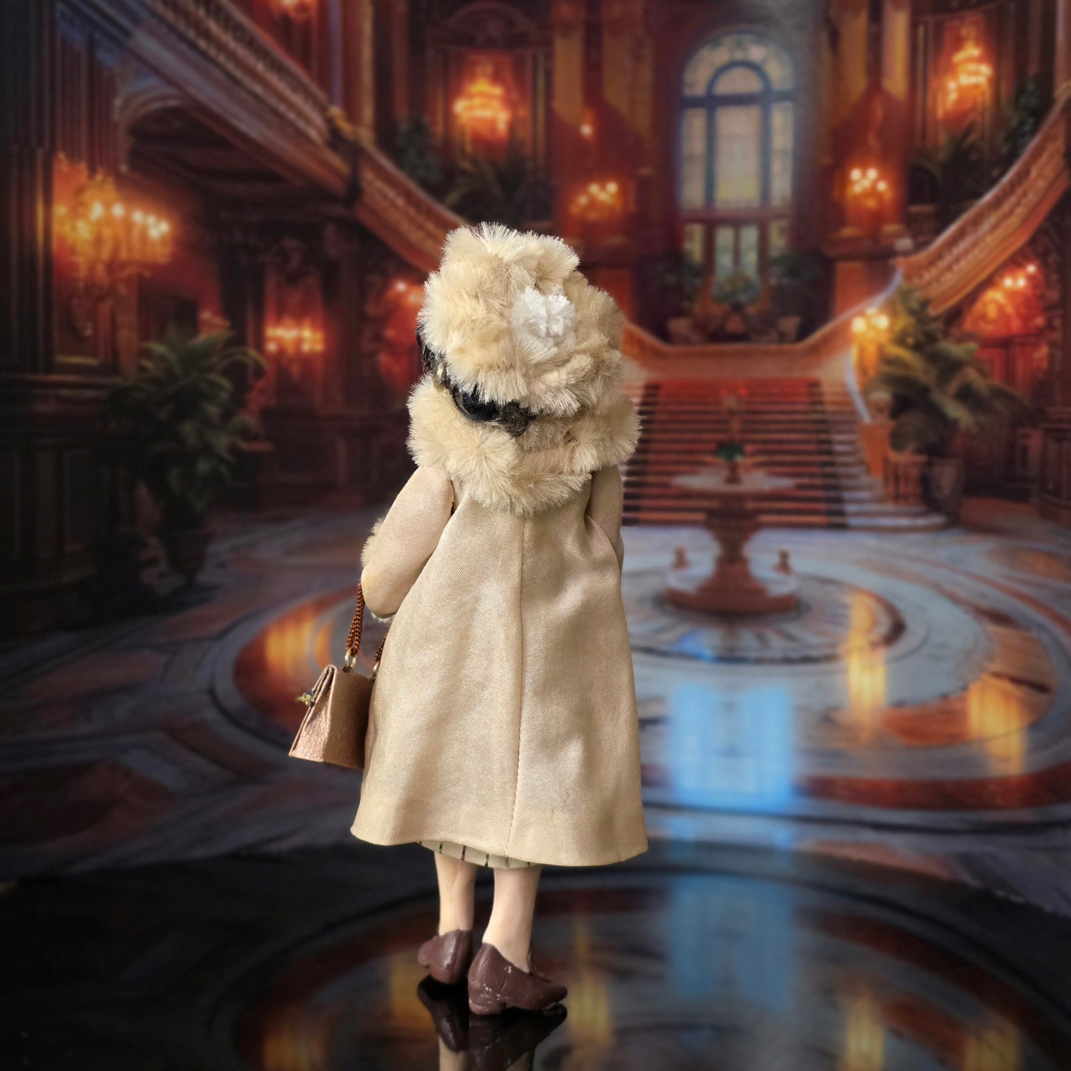 Haughty Hoity-Toity Winter Shopping Lady by David Carrington Clay Dollhouse Doll