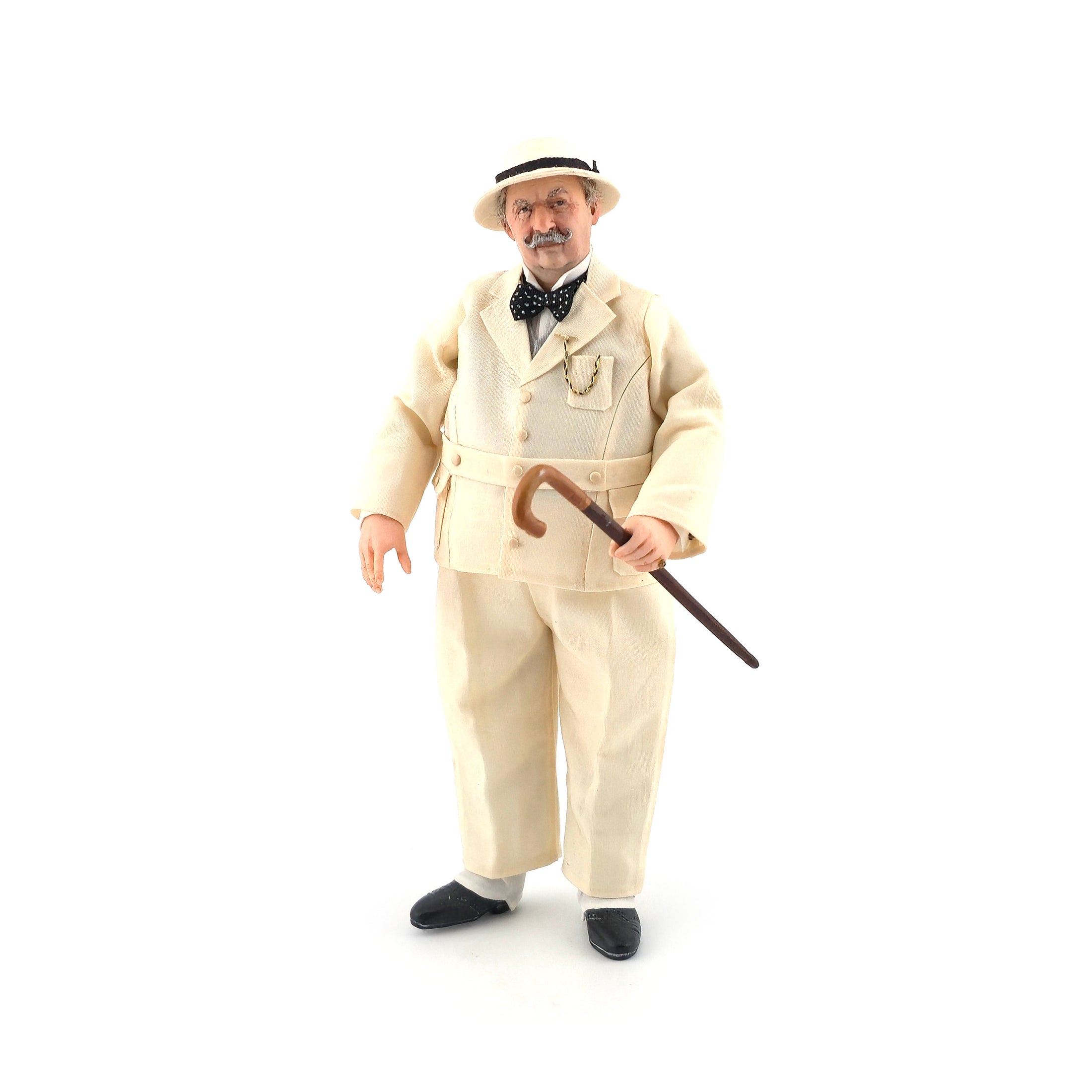 Sharon Cariola Rotund Edwardian Older Gentleman Doll in Summer Traveling Suit with Cane