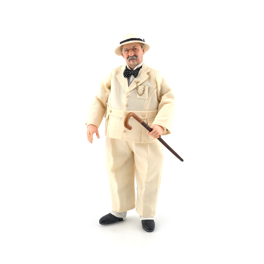 Sharon Cariola Hercule Poirot Gentleman Clay Detective Character Doll in Travel Suit with Cane