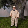 Load image into Gallery viewer, Sharon Cariola Rotund Edwardian Older Gentleman Doll in Summer Traveling Suit with Cane
