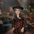 Load image into Gallery viewer, Elderly Lady in Black & Red Silk Dress Doll Artisan Hand Sculpted Clay Dollhouse Doll
