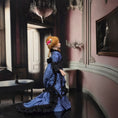 Load image into Gallery viewer, Loretta Kasza Victorian Lady Dollhouse Doll in Blue Silk Gown Black Lace, Porcelain

