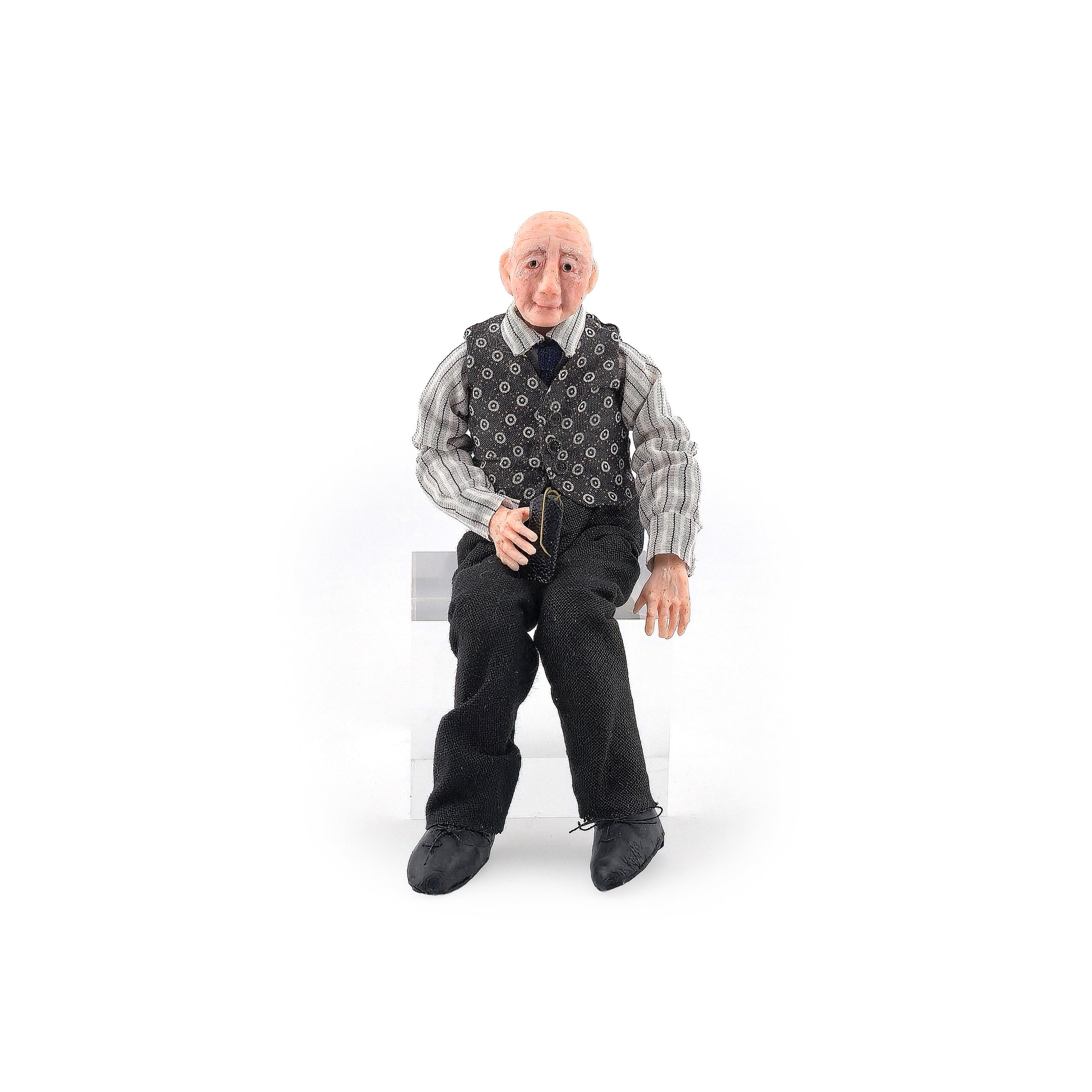 Jain Squires Giddy Kipper Clay Elder Gentleman Grandfather Dollhouse Doll with Spectacles & Case