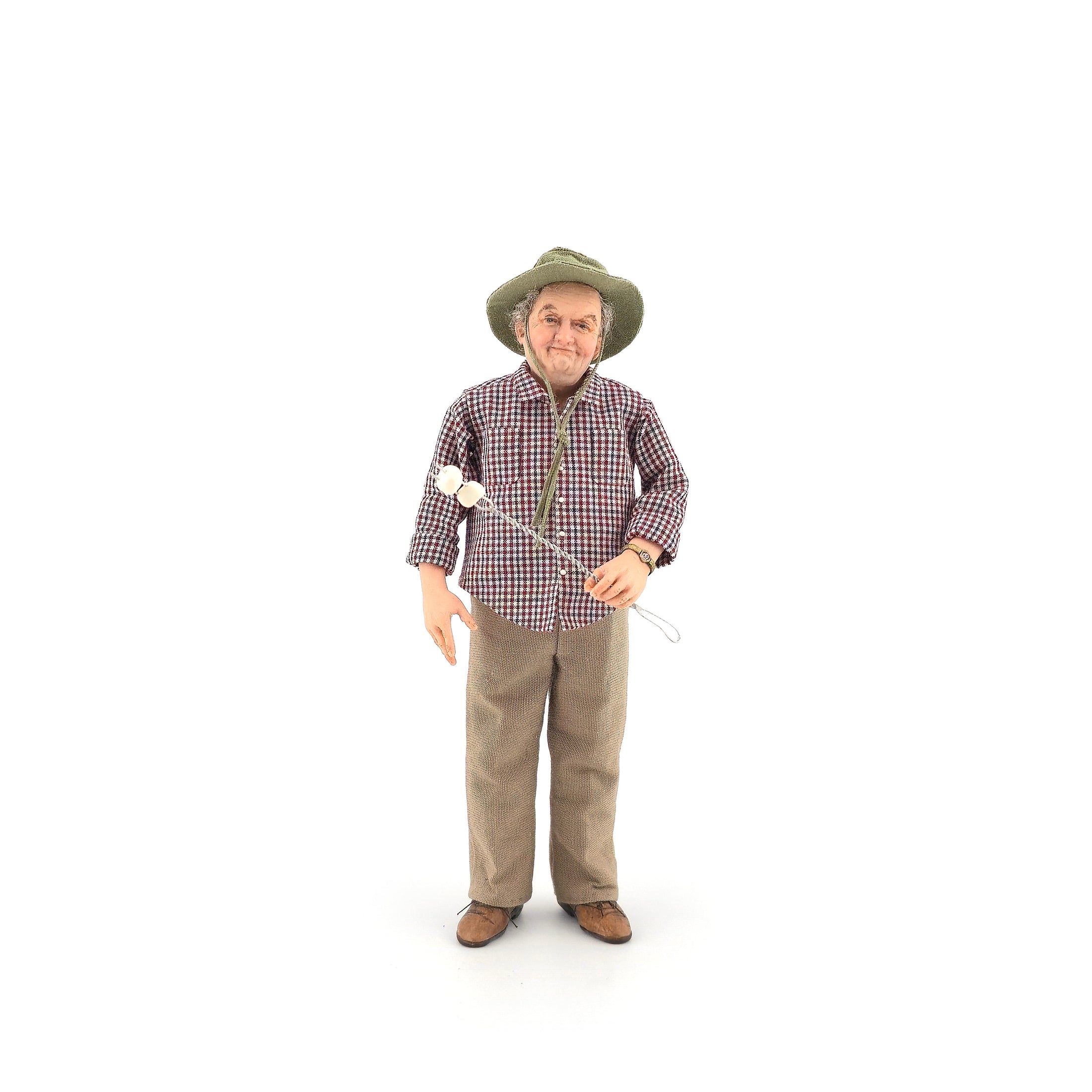 Sharon Cariola Camper Gentleman Dad Older Man Doll with Marshmallow Stick, Clay