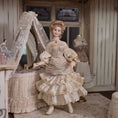 Load image into Gallery viewer, Beautiful Victorian Saloon Lady Porcelain Dollhouse Doll Lavender & Ivory
