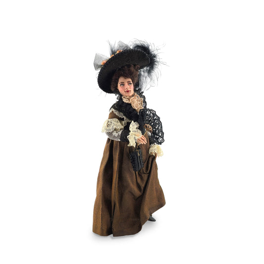 Marcia Backstrom Beguiling Gibson Girl Victorian Dark Haired Lady with Fan Dollhouse Doll