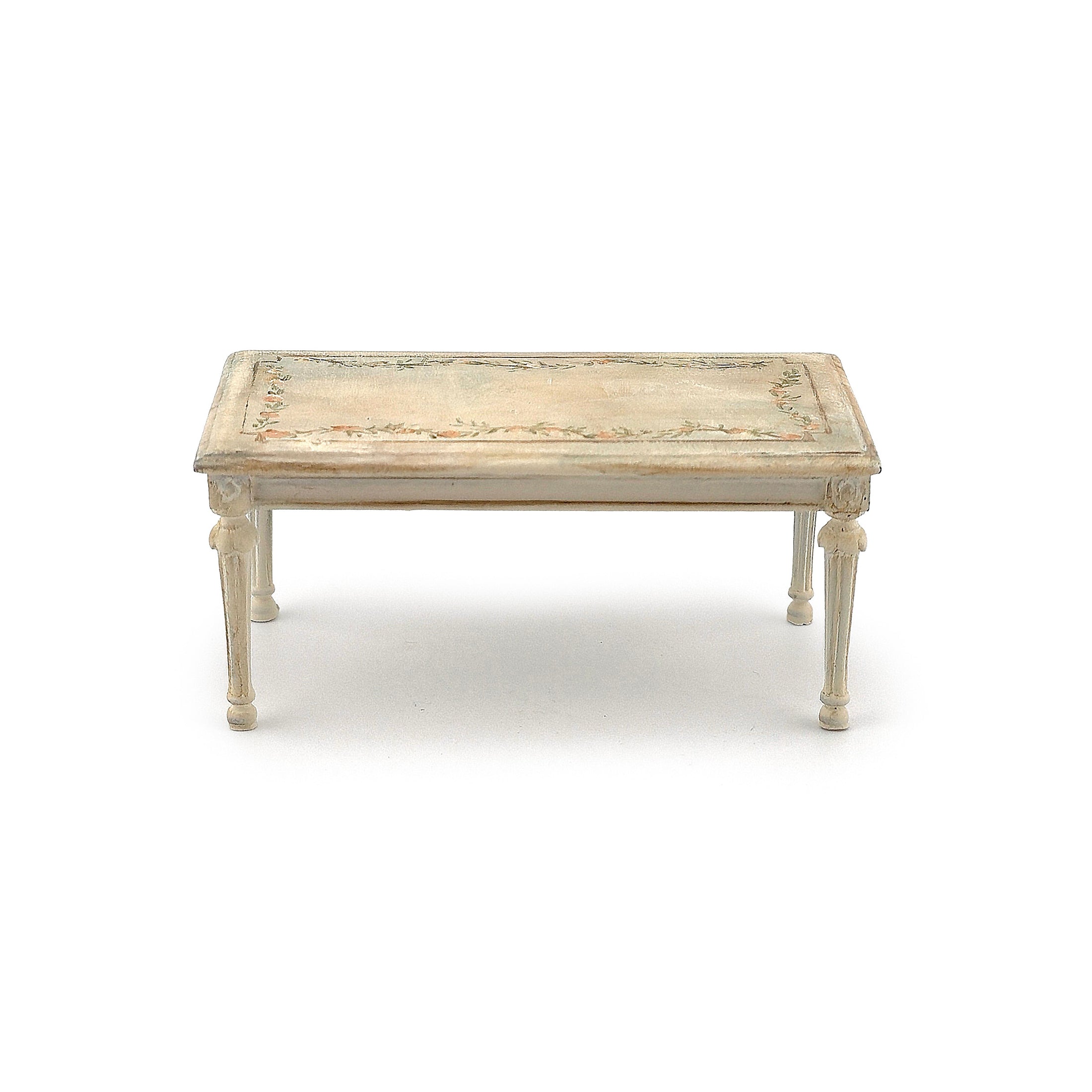 Aurearte Hand-Painted Louis XVI Coffee Table for Miniature Dollhouse