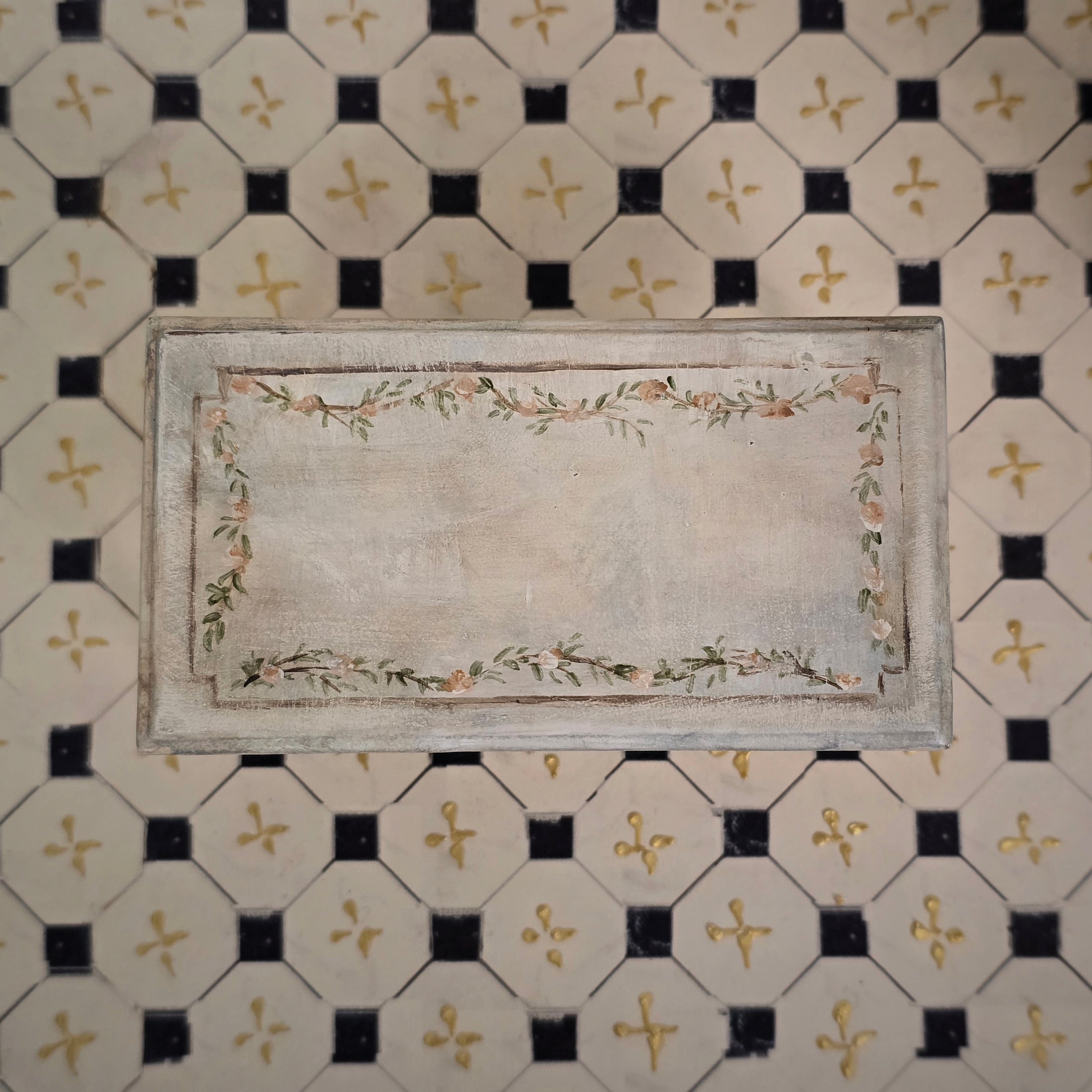 Aurearte Hand-Painted Louis XVI Coffee Table for Miniature Dollhouse