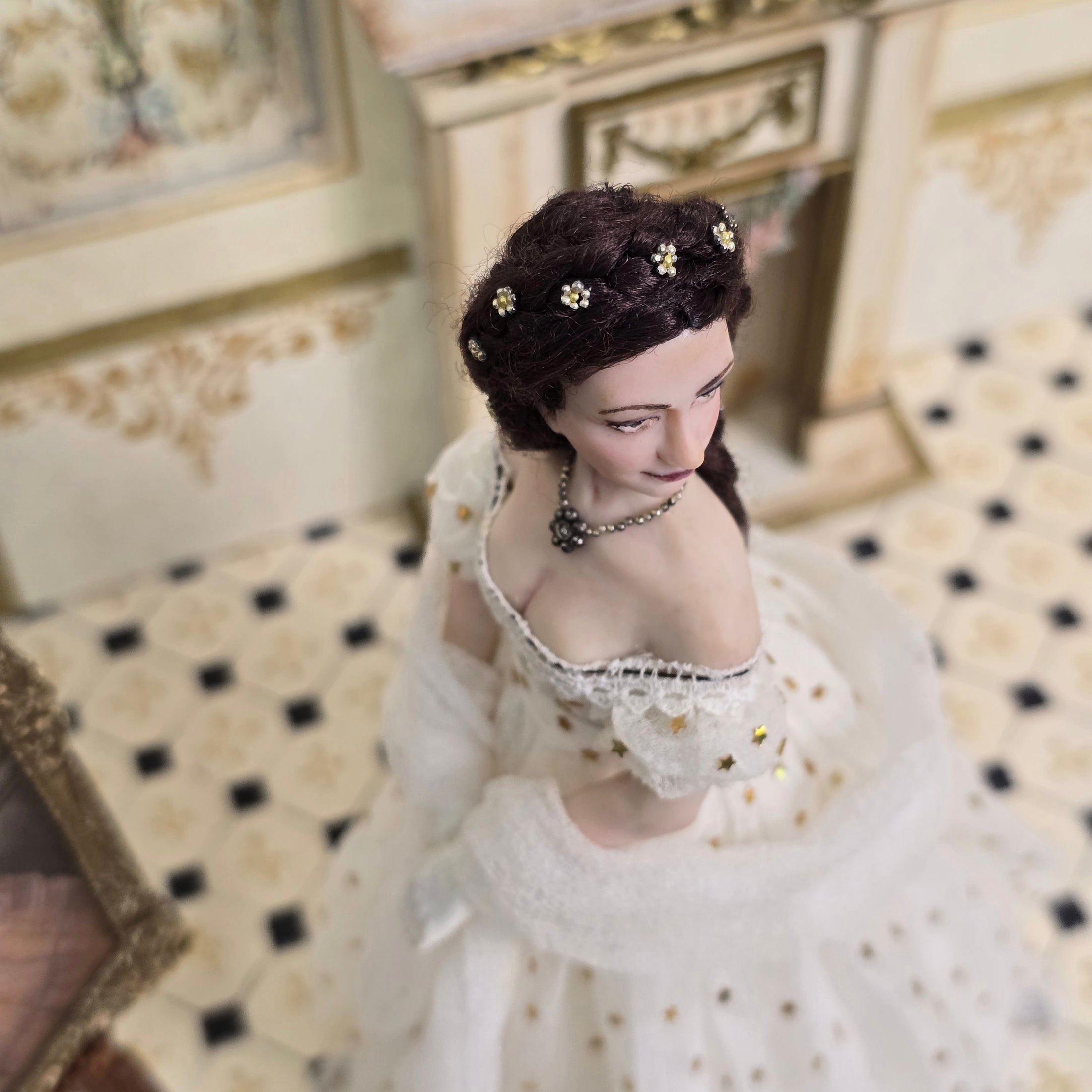 Annemarie Kwikkel OOAK Empress Elisabeth "Sisi" Clay Dollhouse Doll Woman
