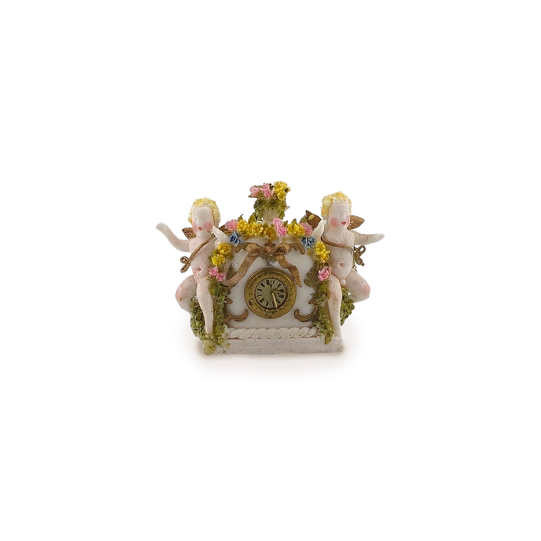 Maria Victoria Heredia Guerbos Cherub Mantel Clock Dollhouse Miniature