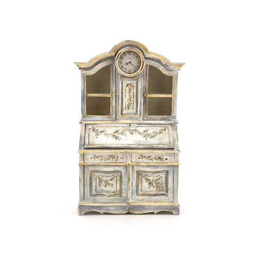 Aurearte Swedish Gustavian Clock Secretary Cabinet Dollhouse Miniature