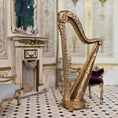 Load image into Gallery viewer, Vintage Bespaq Gold Concert Harp & Velvet Upholstered Chair Set 1:12
