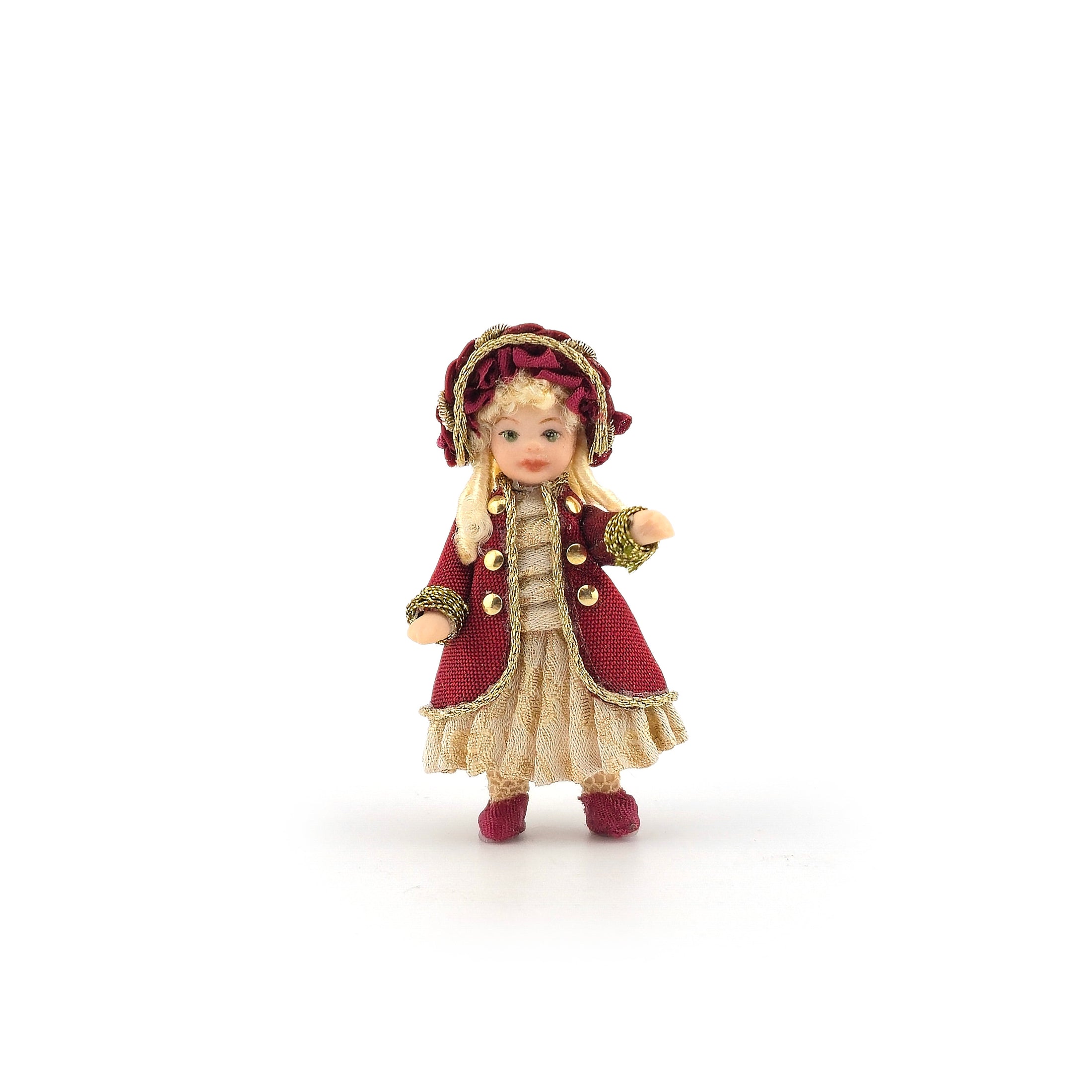Diane Yunnie "Noelle" Victorian Porcelain Companion Doll for Child Burgundy Silk