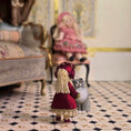 Load image into Gallery viewer, Diane Yunnie "Noelle" Victorian Porcelain Companion Doll for Child Burgundy Silk
