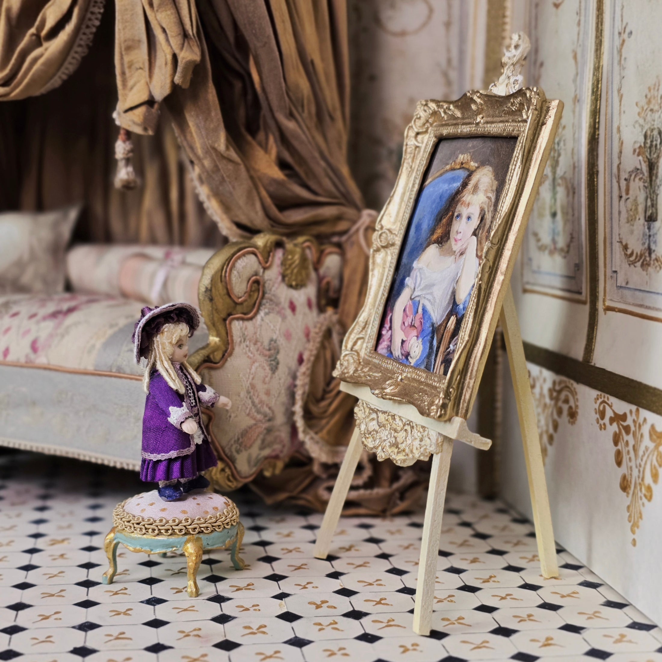Diane Yunnie Porcelain Companion Doll for Child, Purple Edwardian Girl