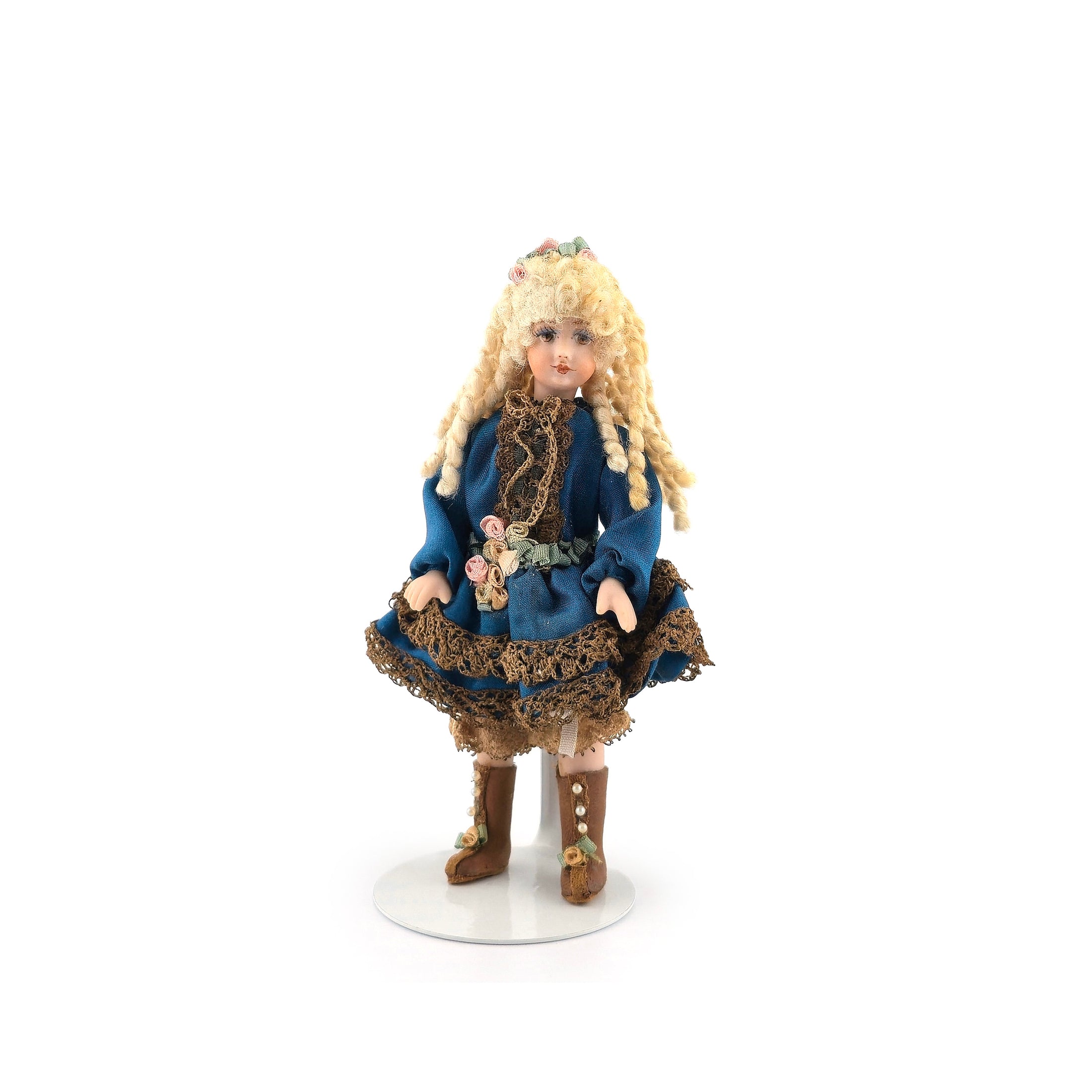 Tina Richardson Porcelain Girl Doll with Leather Boots 1:12 Miniature Dollhouse