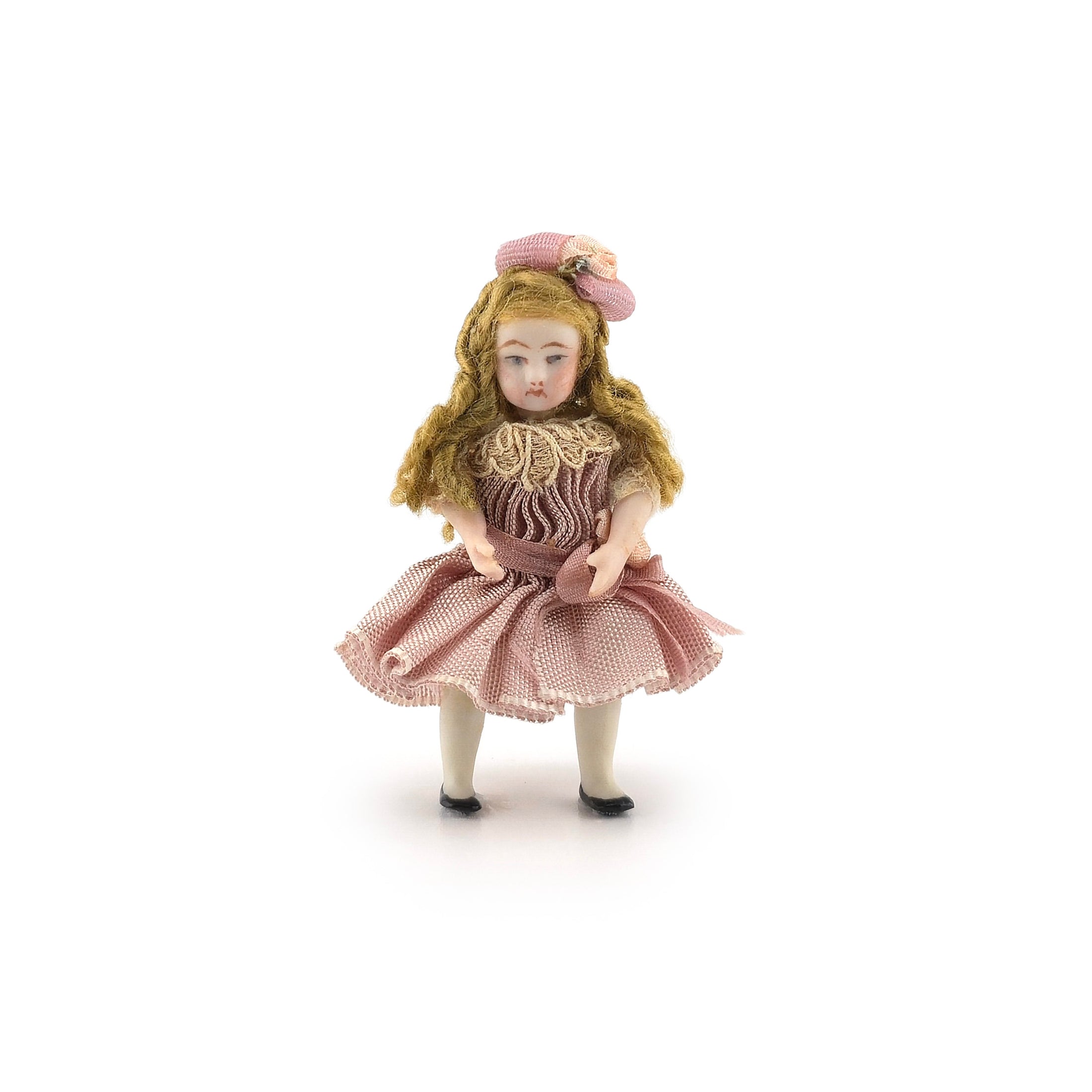 Pat Boldt Mignonette  in Pink Silk Dress Porcelain Companion Doll for Child 1:12
