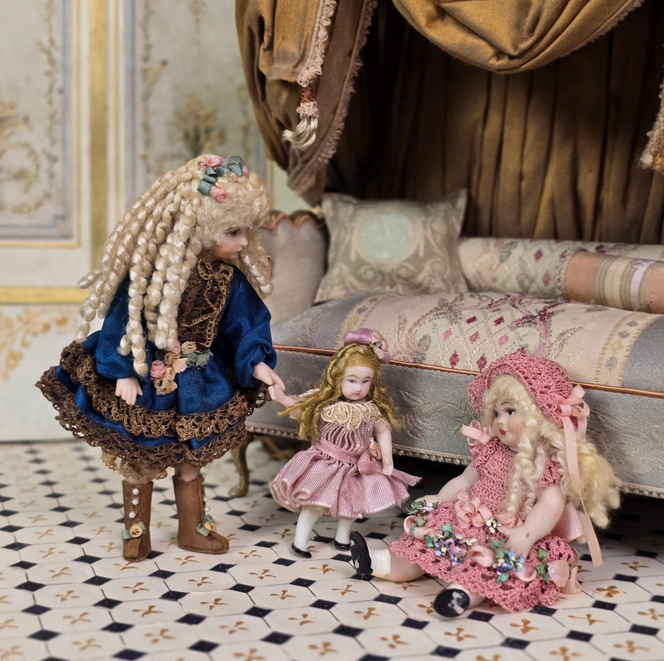 Pat Boldt Mignonette  in Pink Silk Dress Porcelain Companion Doll for Child 1:12