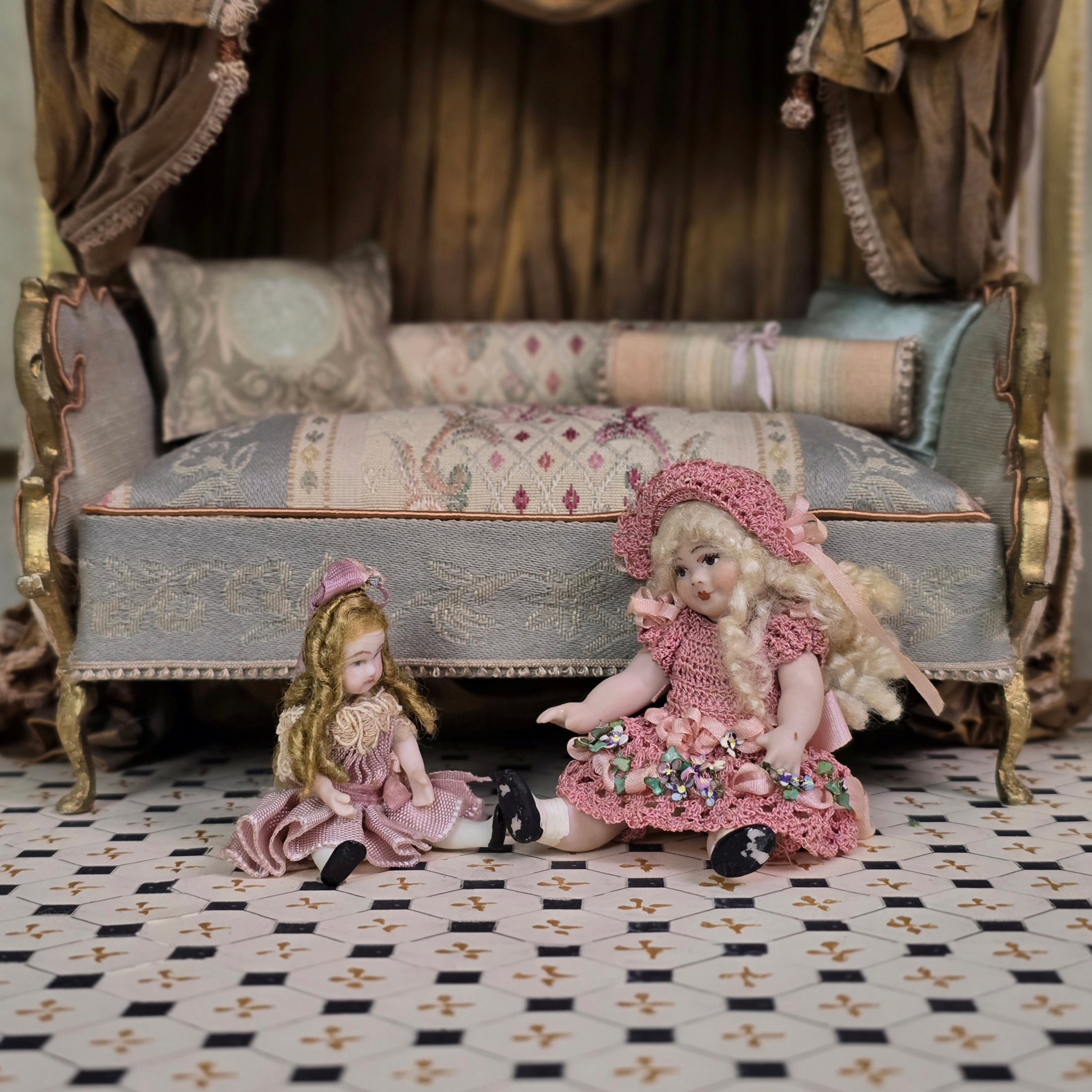 Pat Boldt Mignonette  in Pink Silk Dress Porcelain Companion Doll for Child 1:12